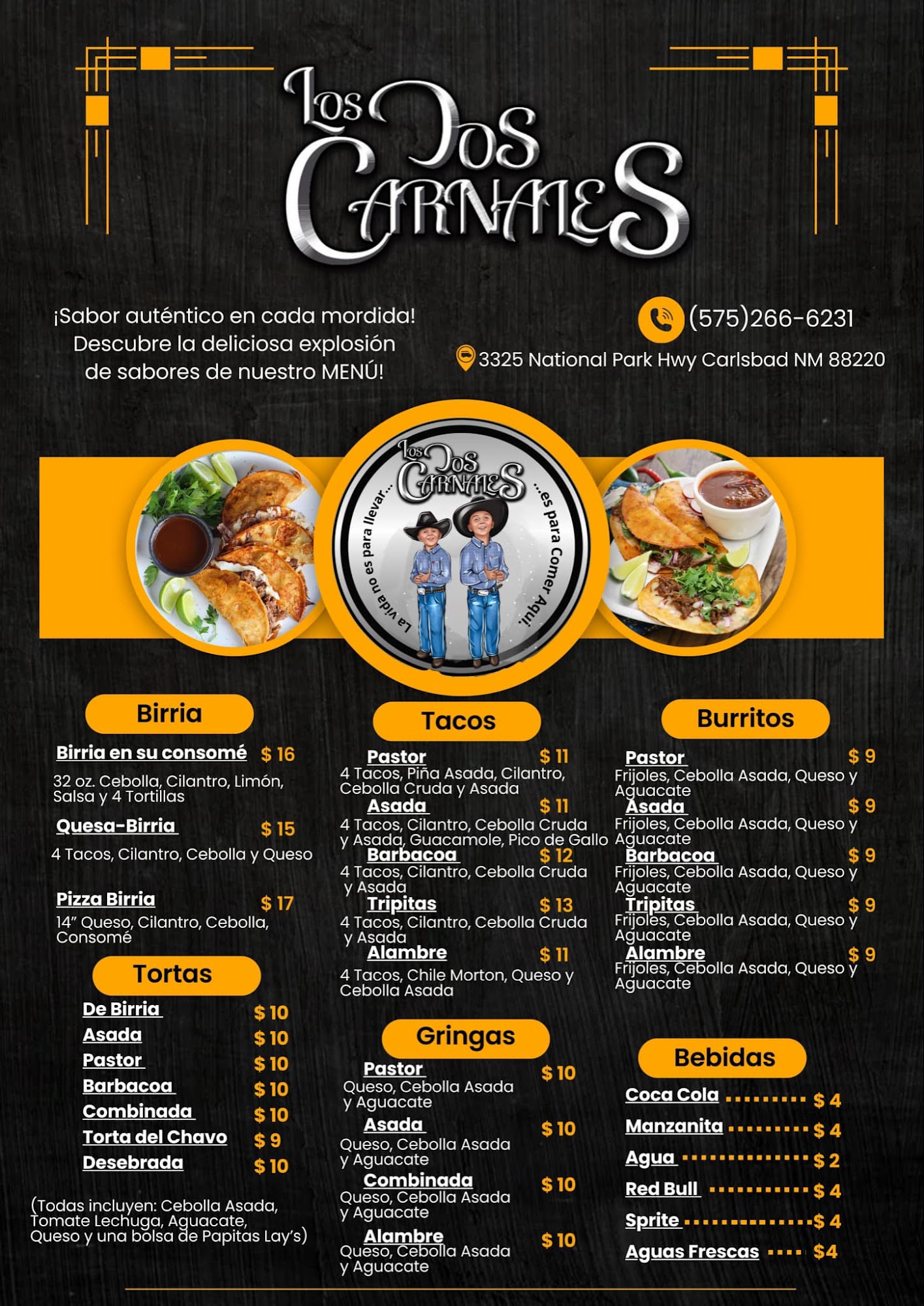 Los Dos Carnales Menu