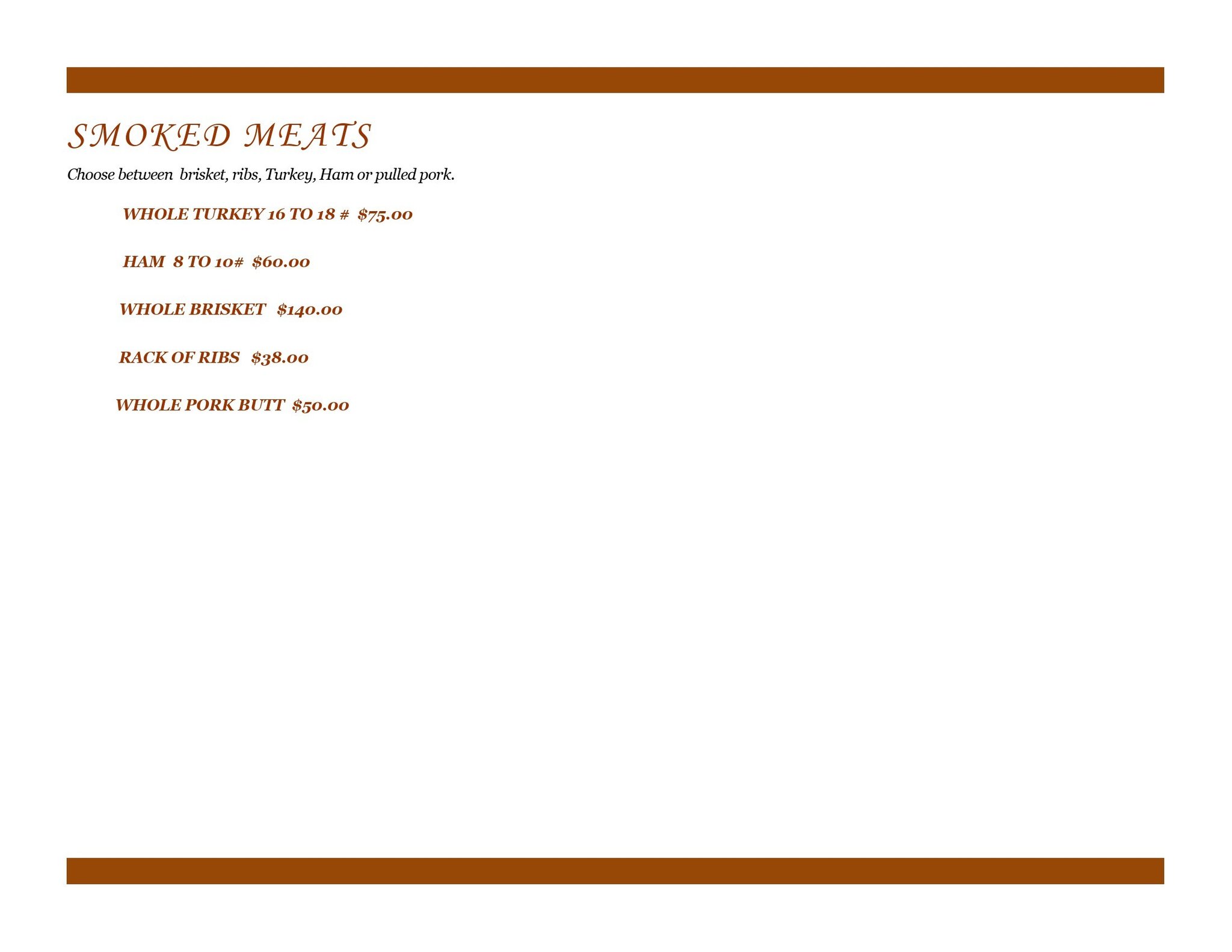 BarrelHead Cookers Menu