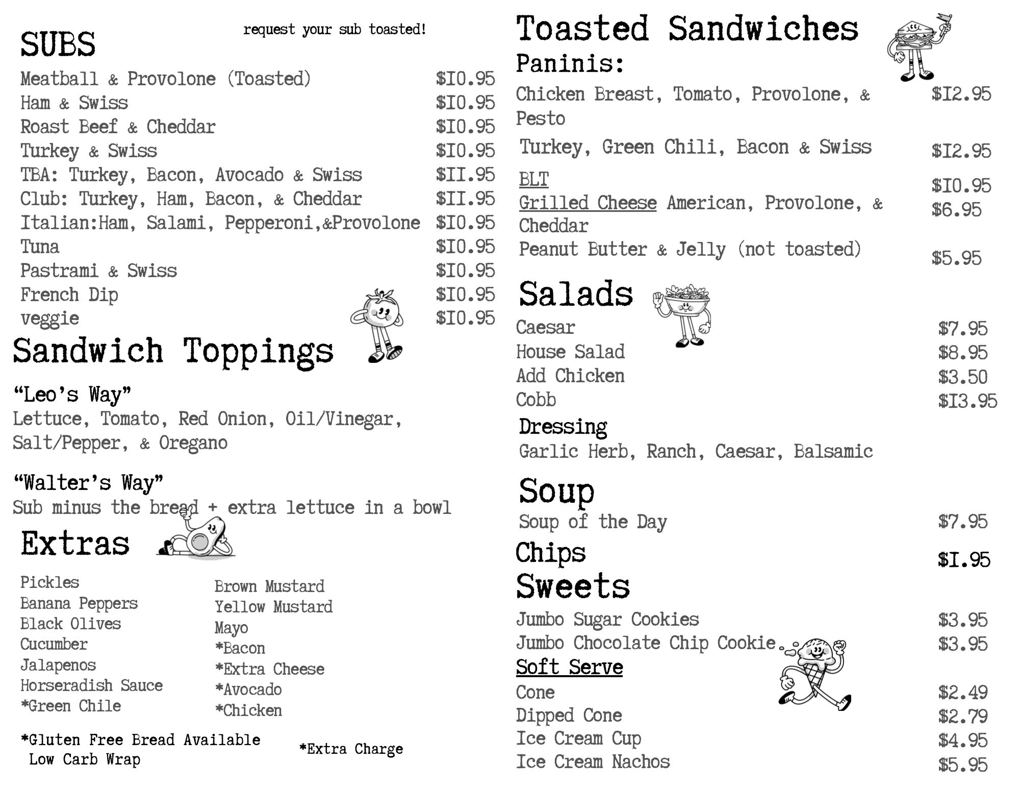 Cloudcroft Sandwich Shop Menu