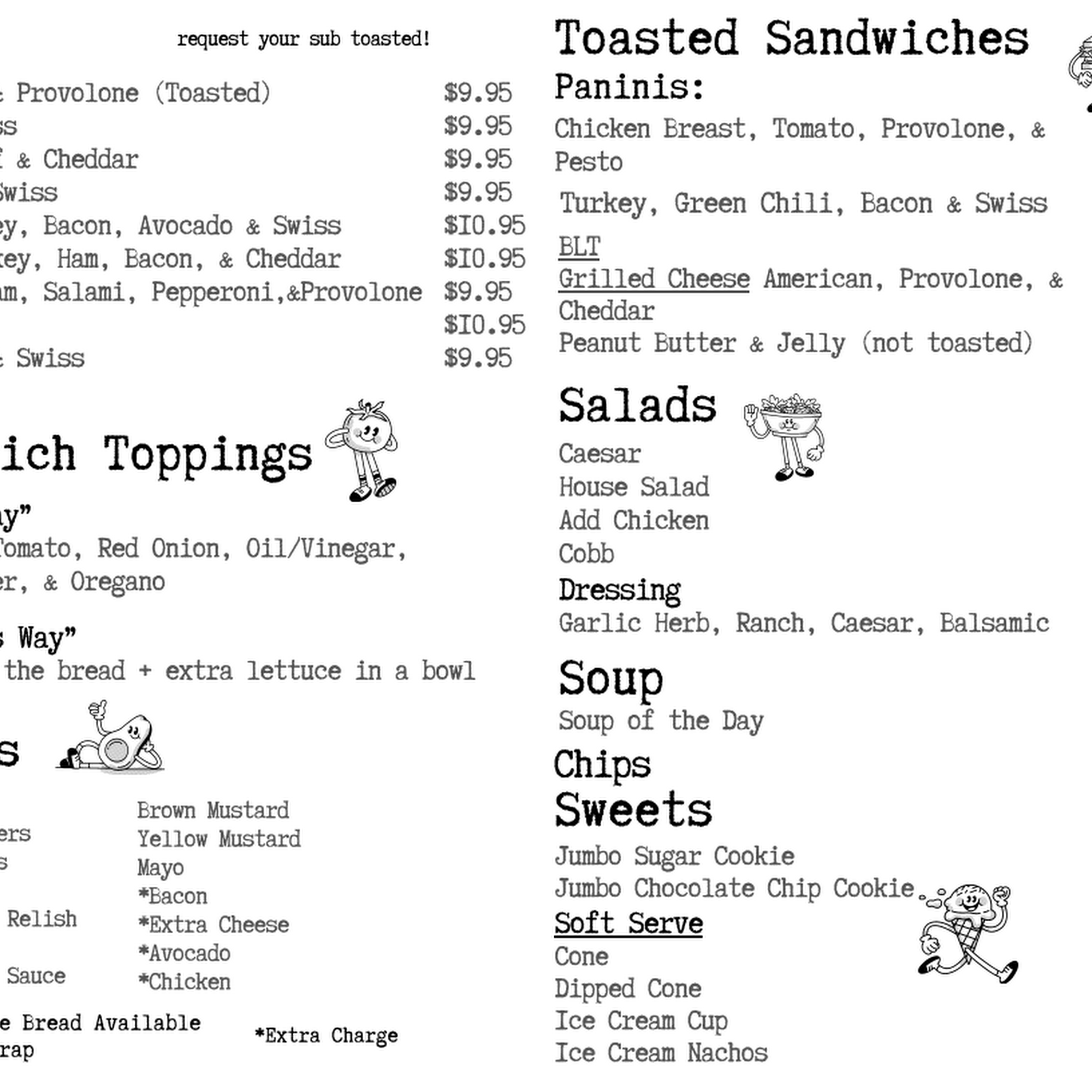 Cloudcroft Sandwich Shop Menu