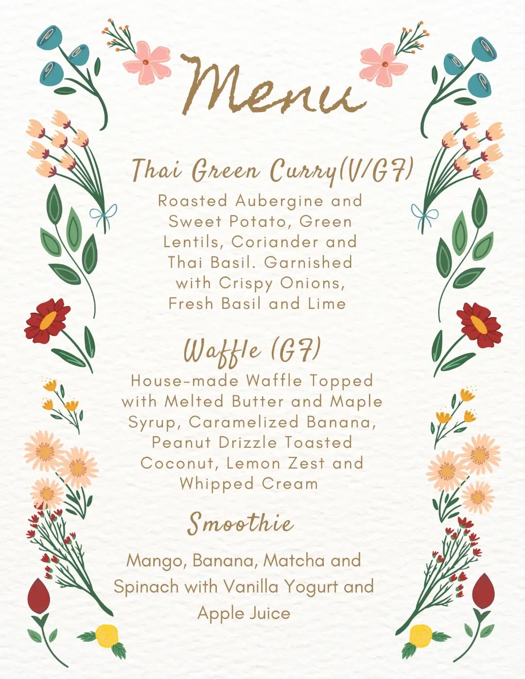 High Rollin' Coffee Menu