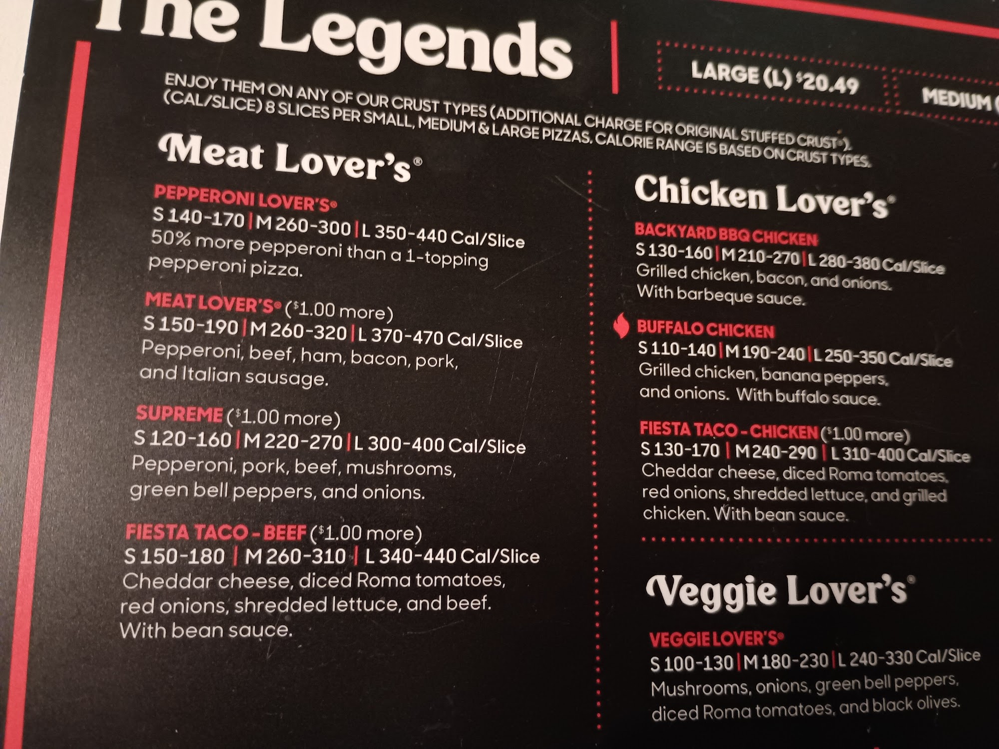 Pizza Hut Menu
