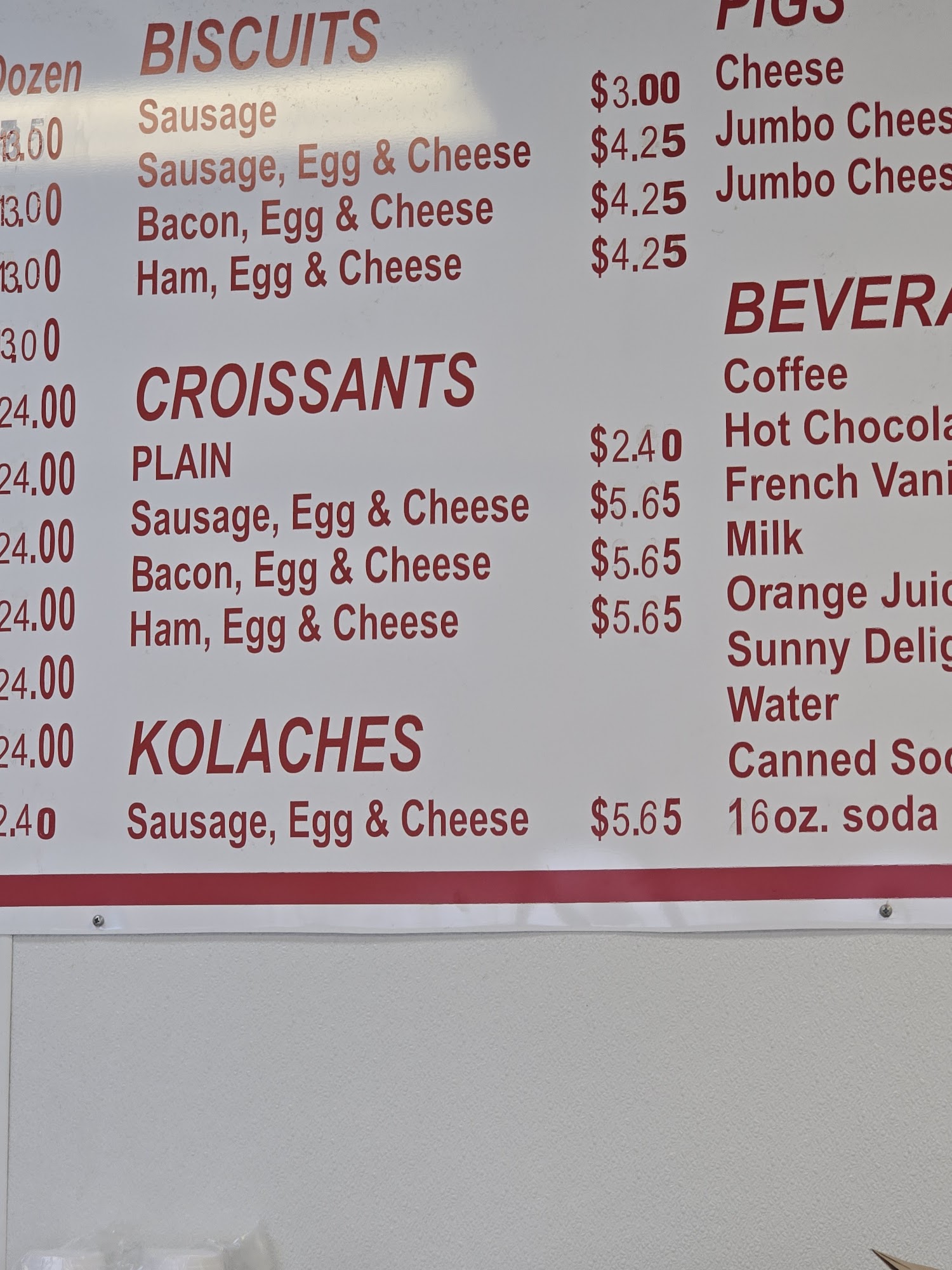 Eunice Donuts Menu