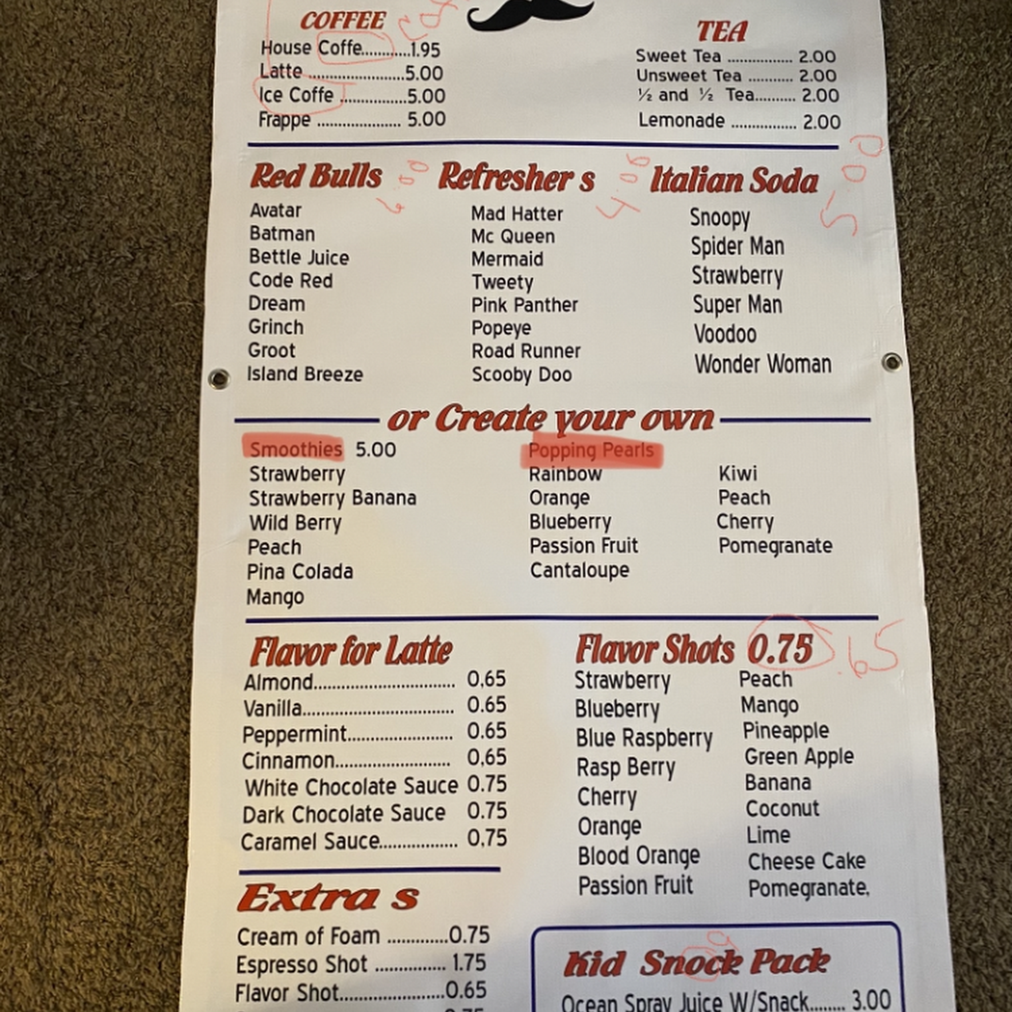 Misfits Drink's Menu