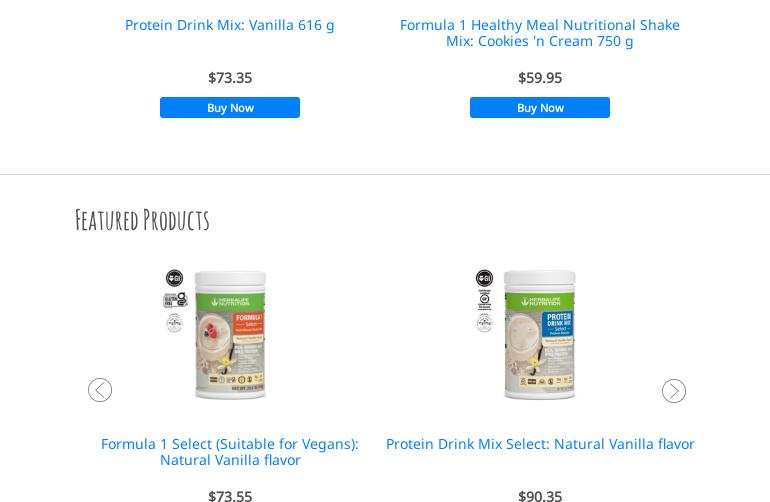 Forever Nutrition HERBALIFE Menu