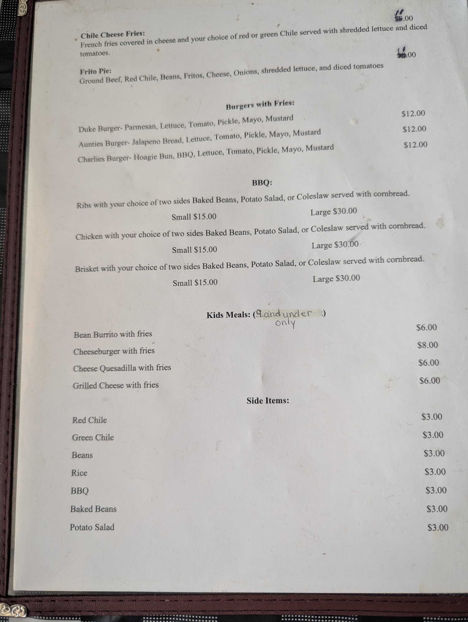 Auntie's Tiendita & BBQ Menu