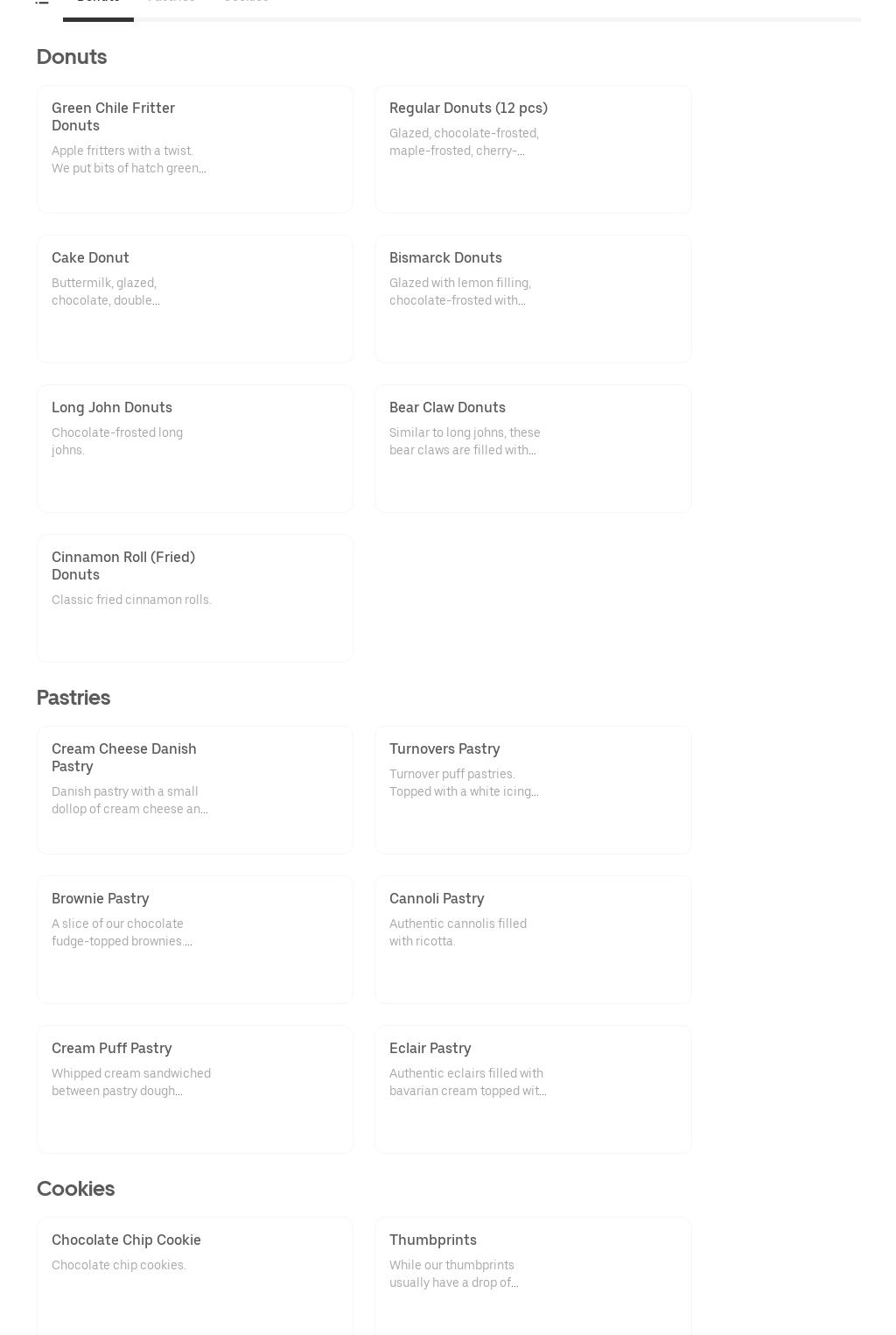 Manny's Fine Pastries Menu