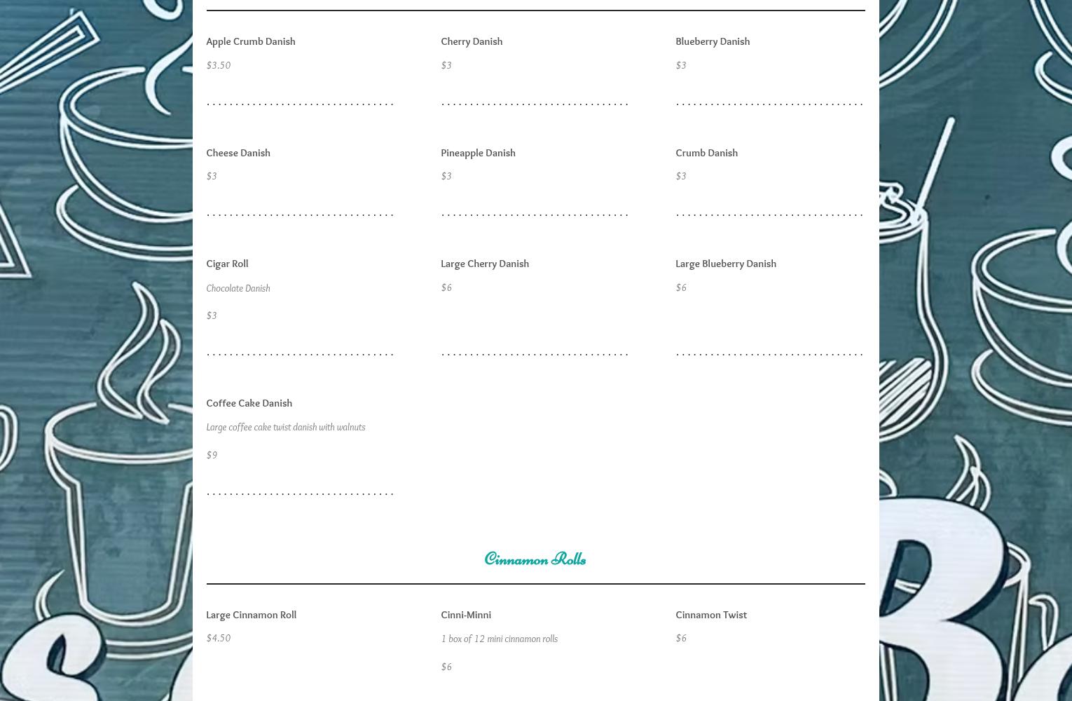 Mas Cafe Bakery Menu