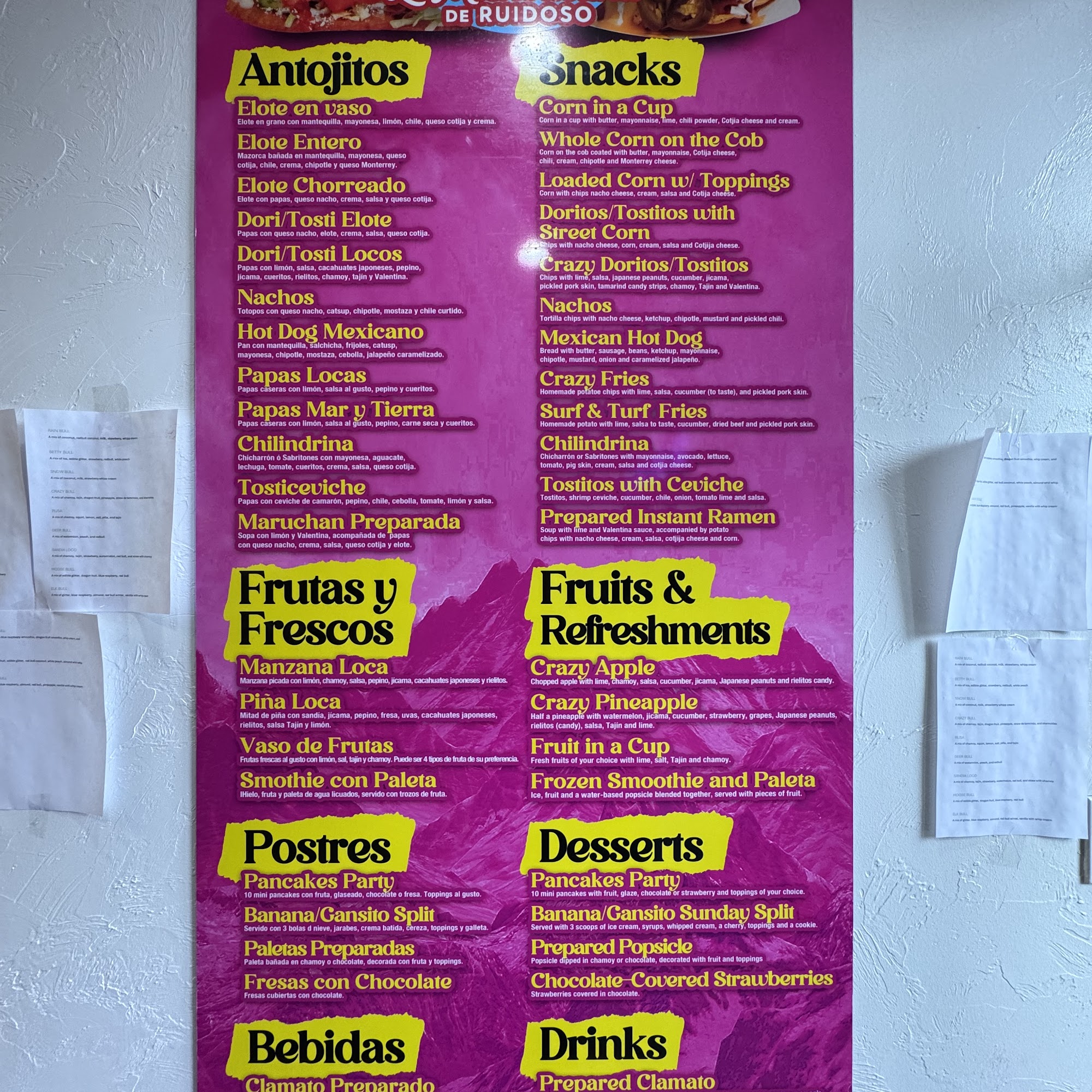 La Michoacana de Ruidoso Menu