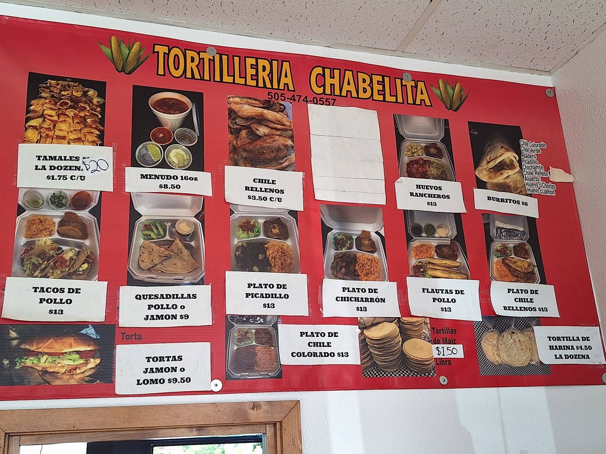 Tortilleria Chabelita Menu