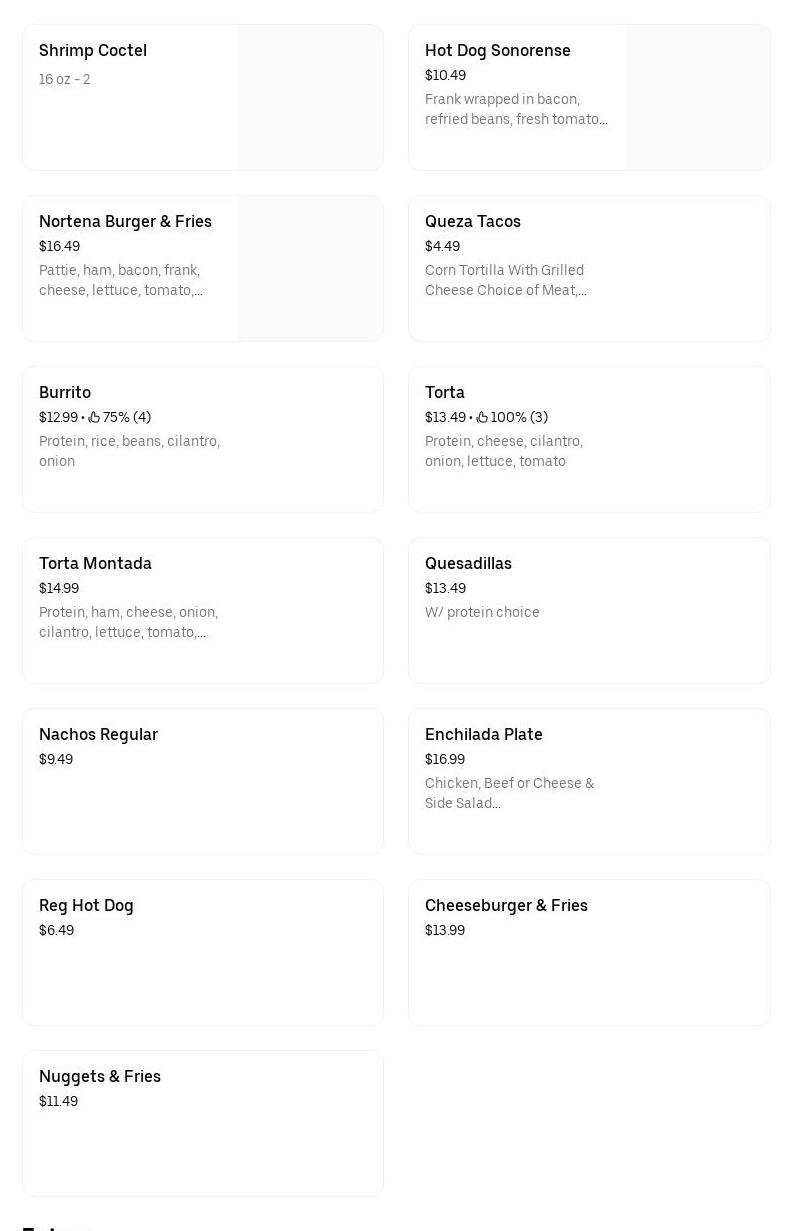 La Cocina Mexican food Menu