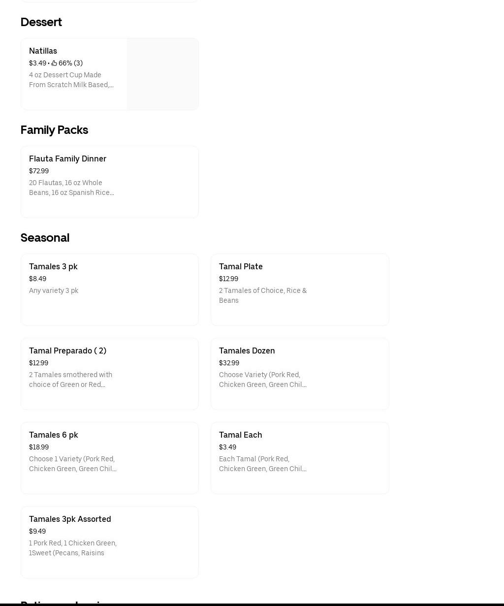 La Cocina Mexican food Menu