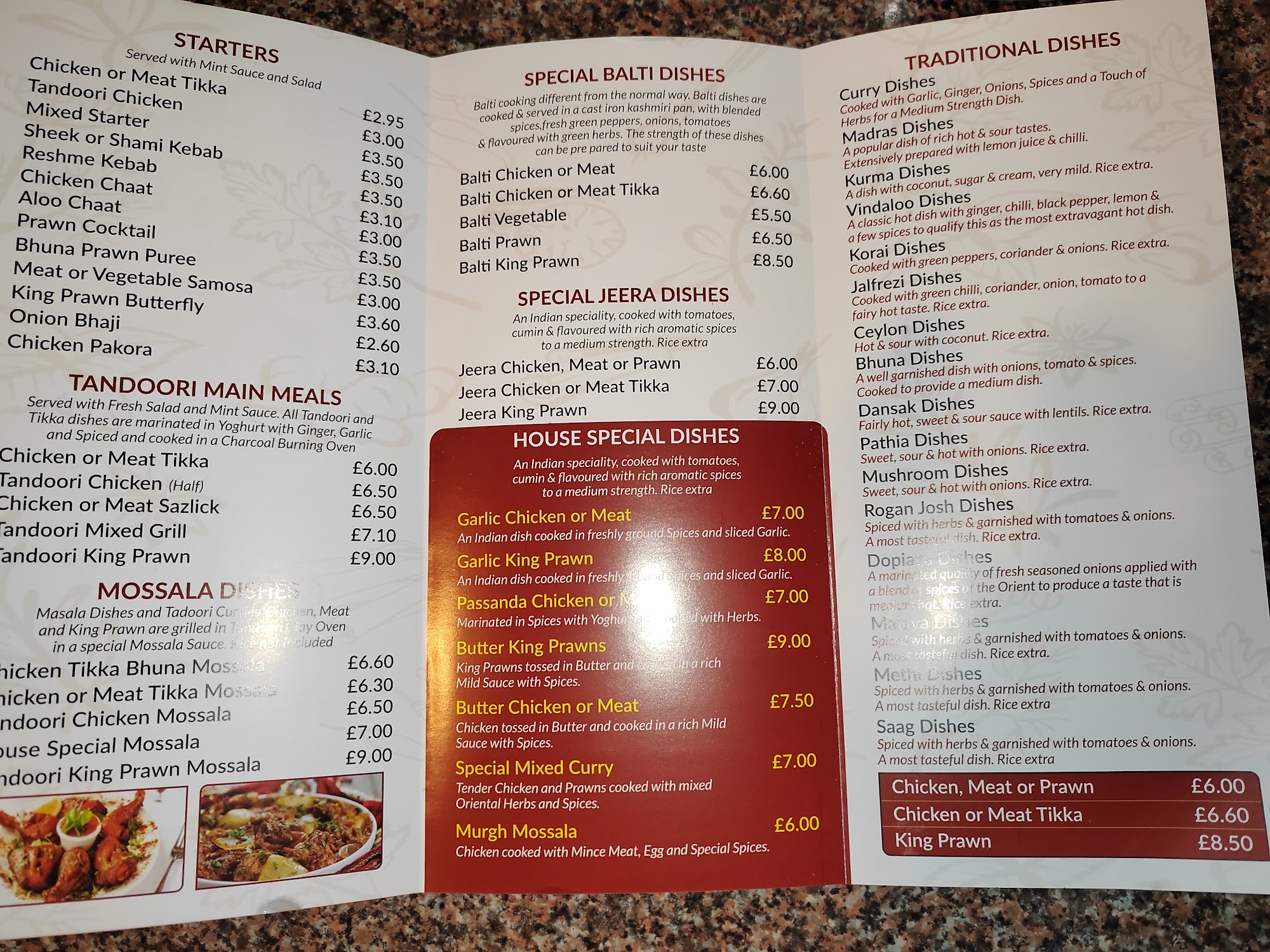 Kingsley Balti Menu