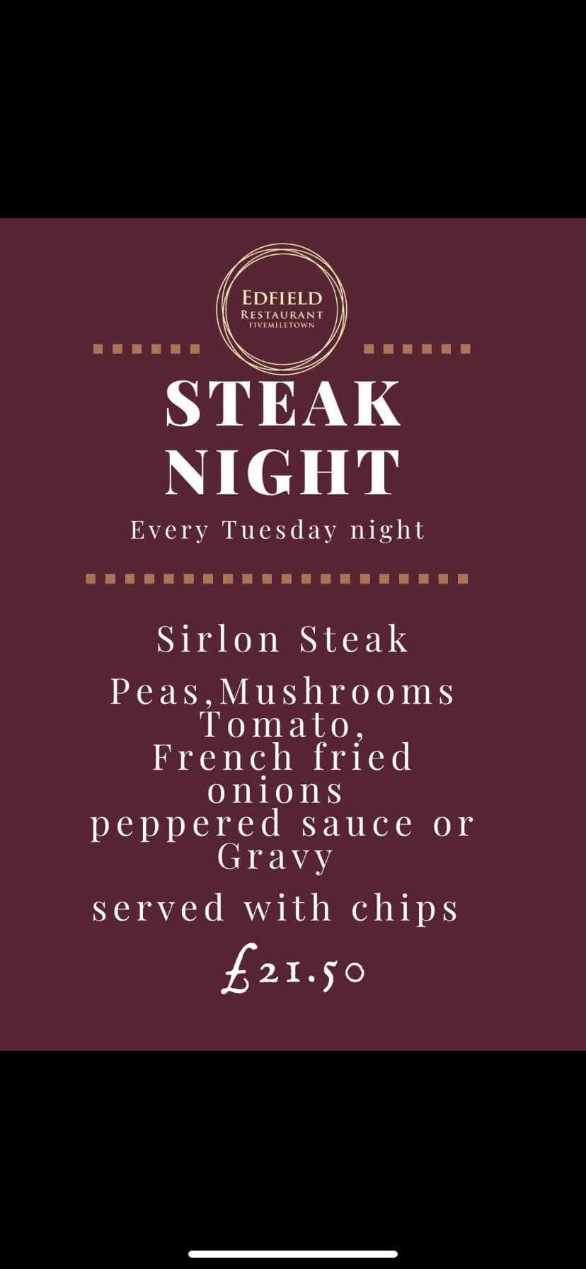 Edfield Restaurant Menu