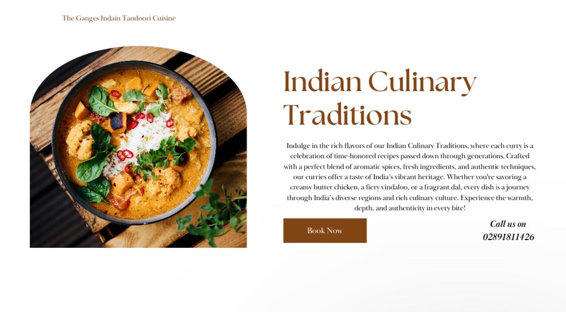 The Ganges Indian restaurant Menu