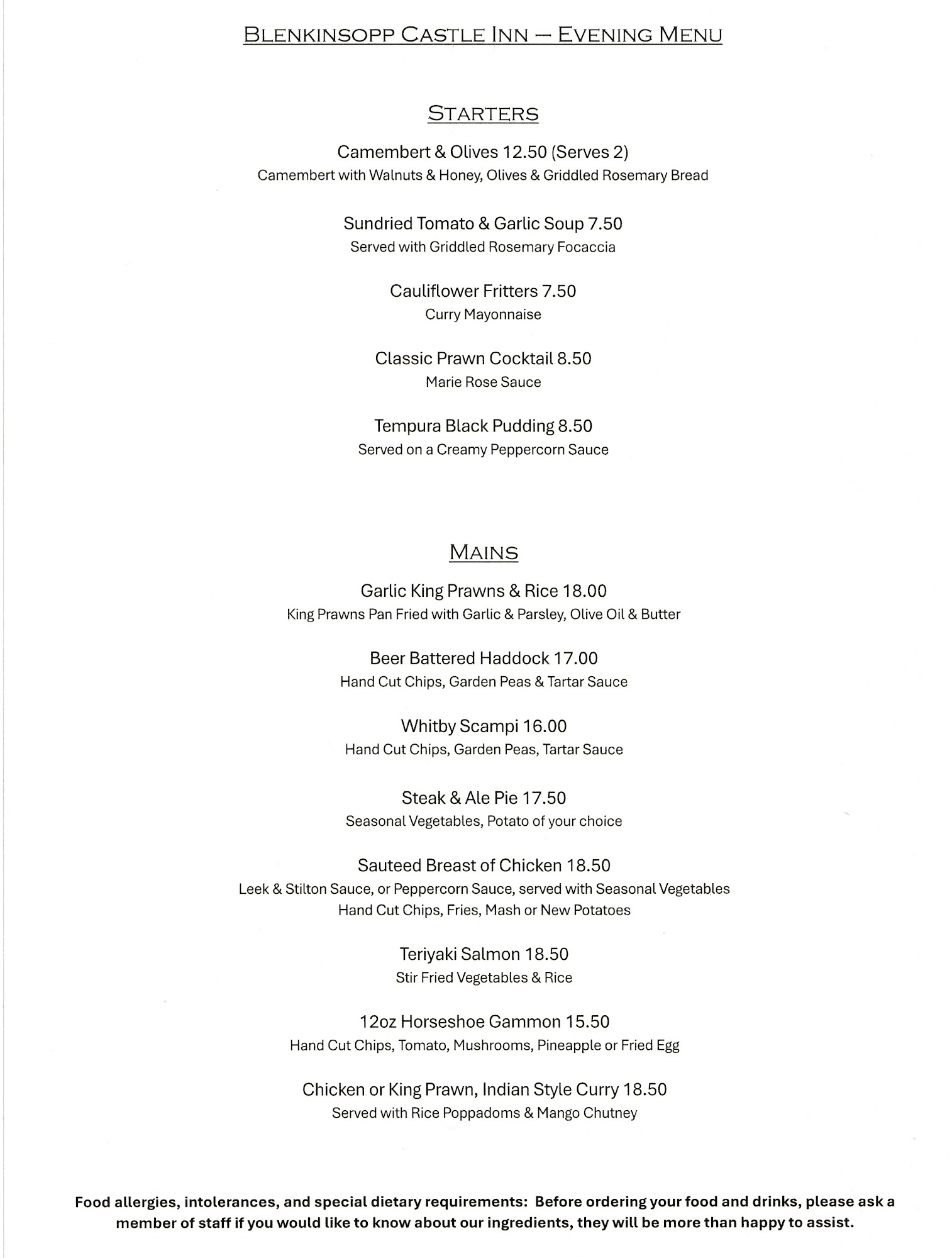 Blenkinsopp Castle Inn - Bistro, Bar, Bed & Breakfast, Gardens
