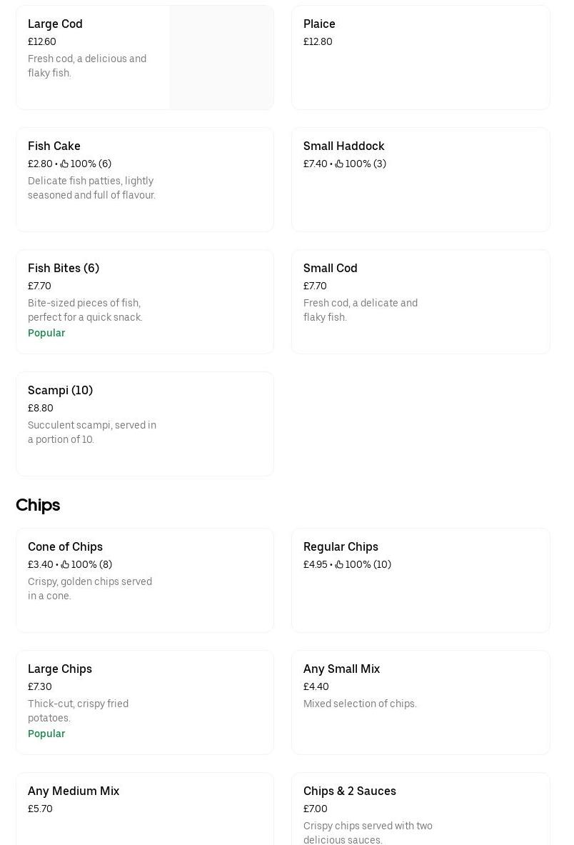 Kings Catch fish bar Menu