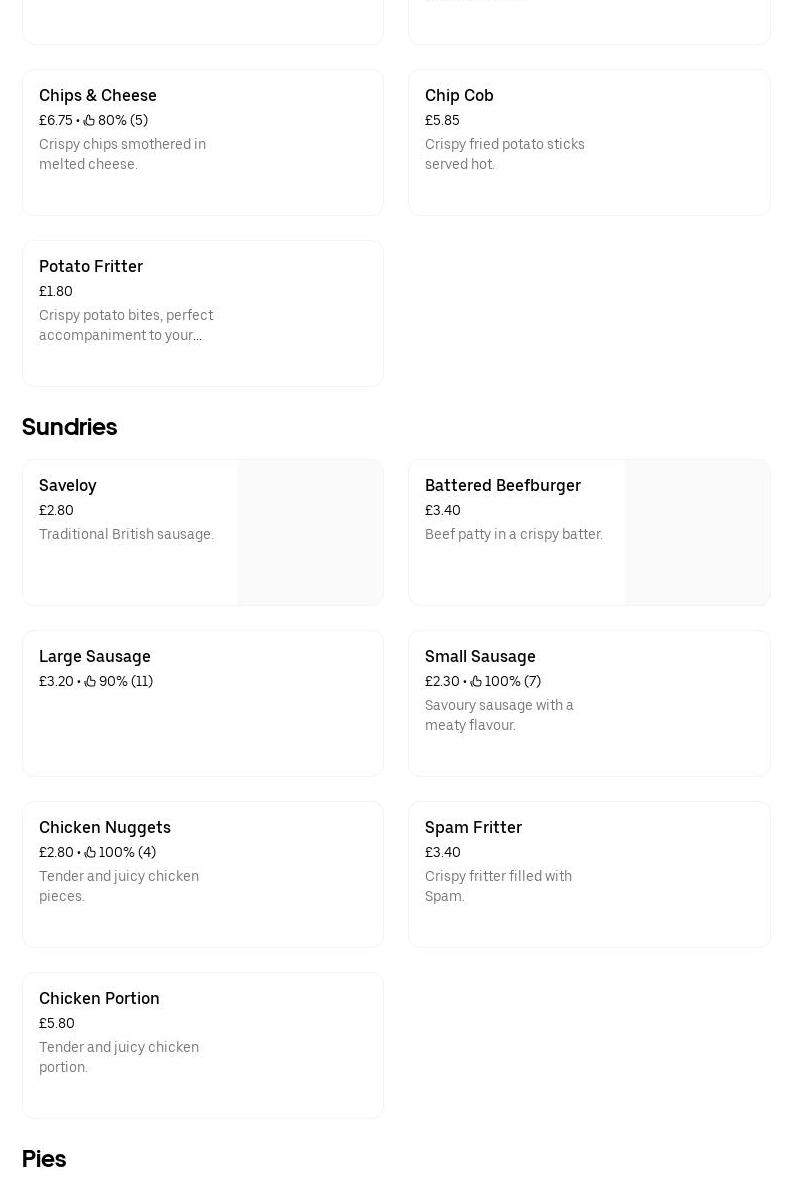 Kings Catch fish bar Menu