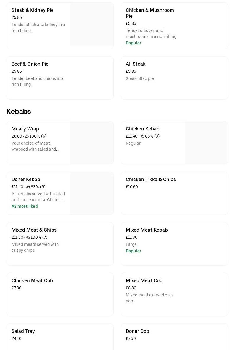 Kings Catch fish bar Menu