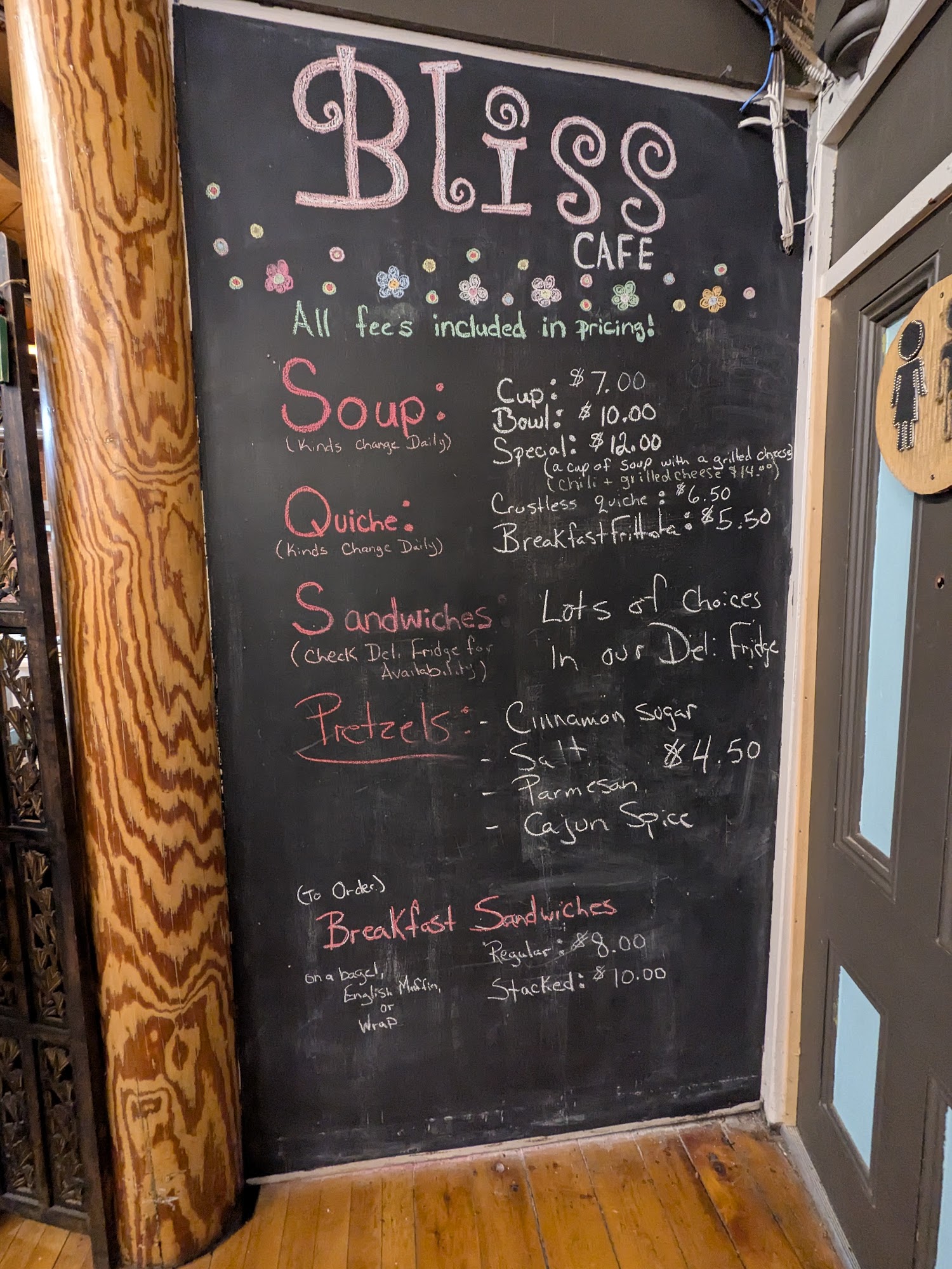 Bliss Crystal Cafe Menu