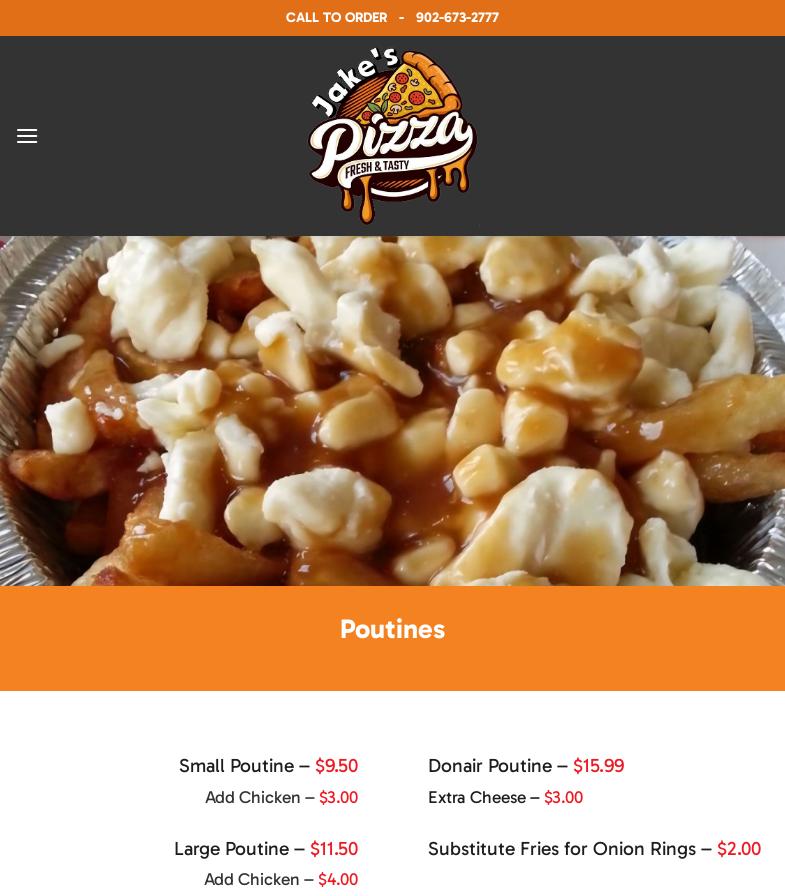Jake's Pizza & Restaurant Menu