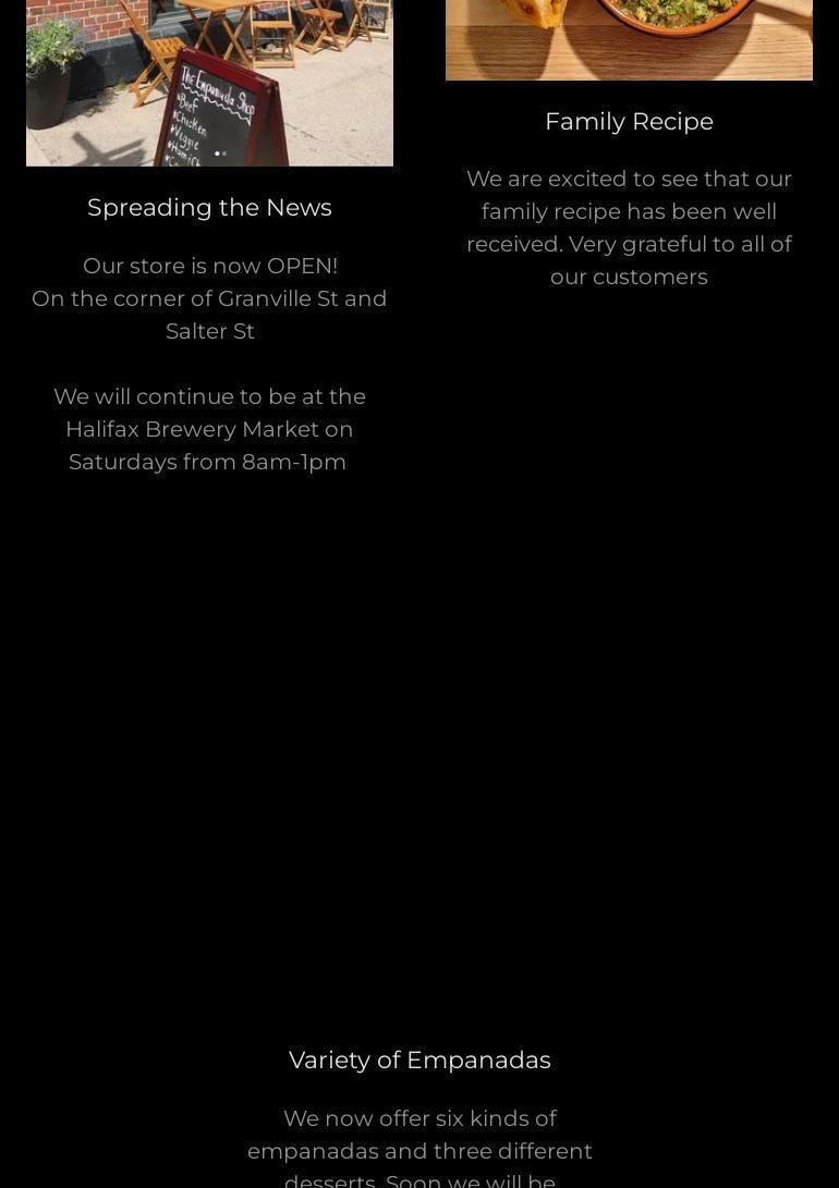 The Empanada Shop Menu