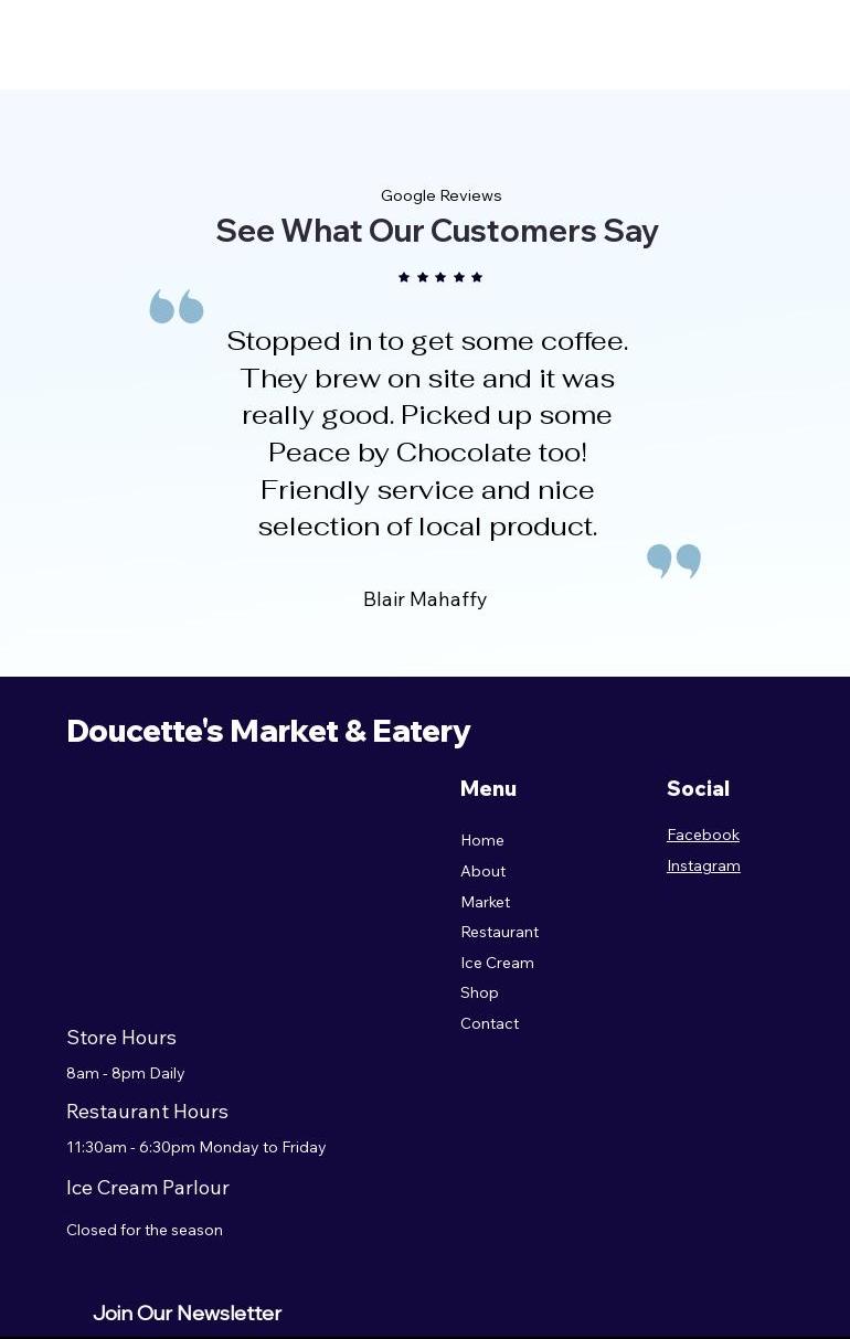 Doucette's Market & Eatery Menu
