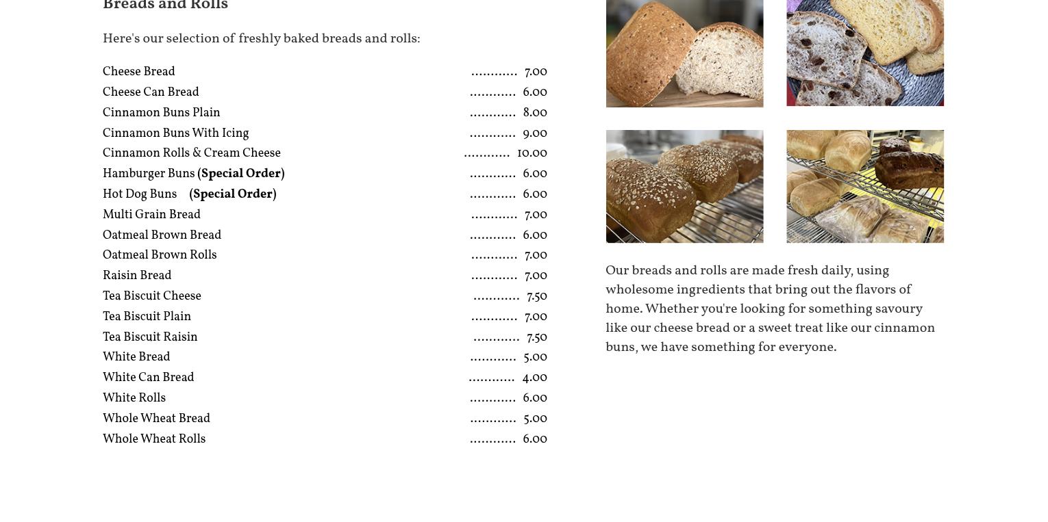The Helm Pie Bakery Menu