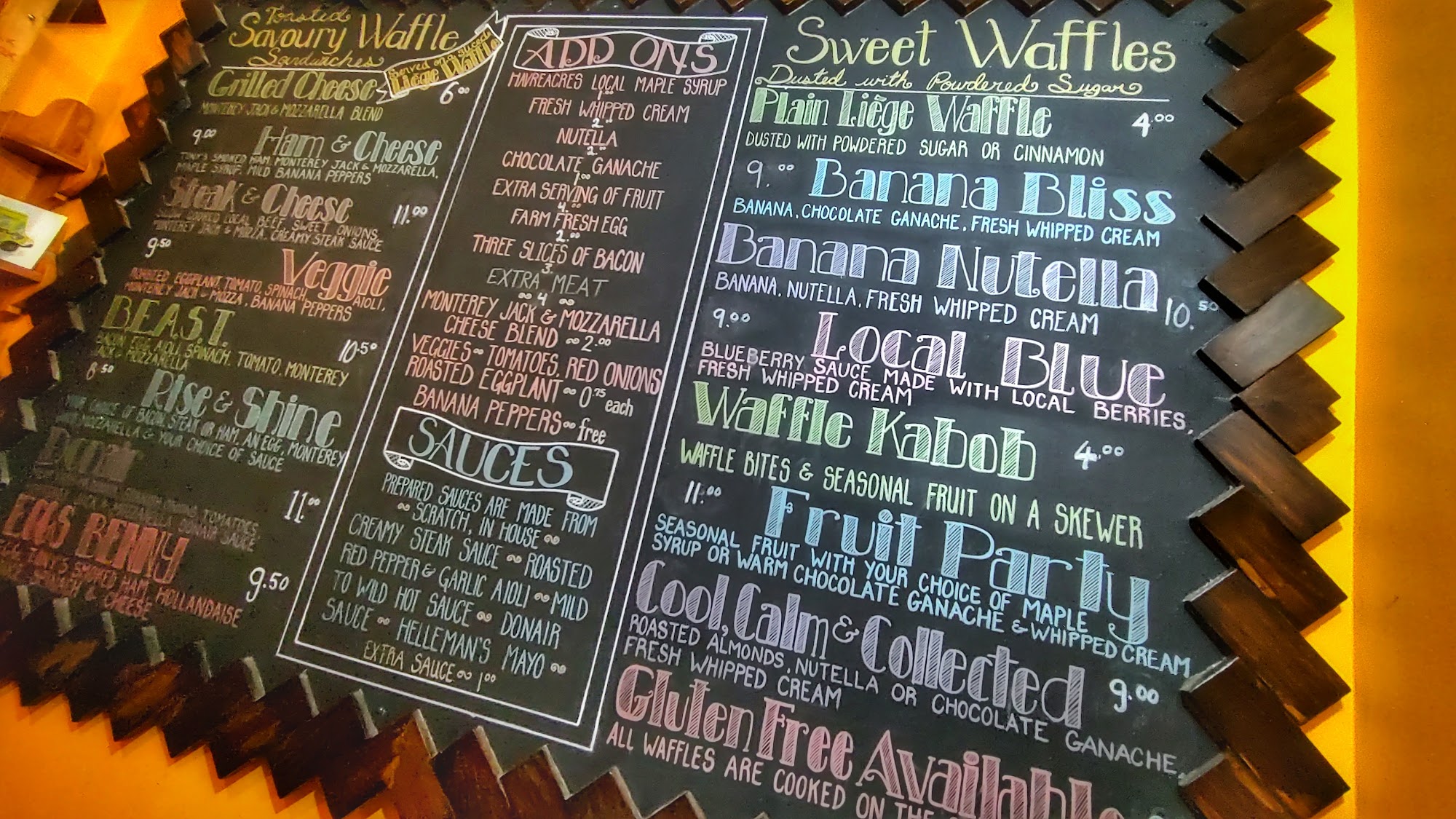 Waffle Bus Stop Inc. Menu