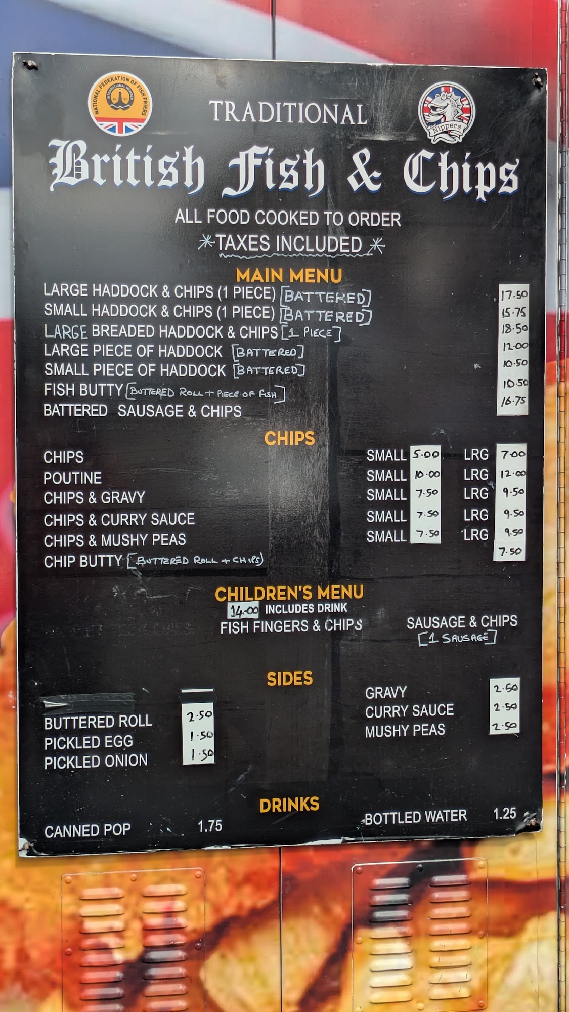 Nippers, British Fish & Chips Menu