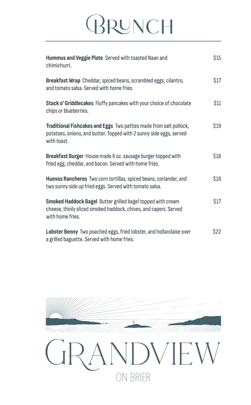 Grandview on Brier Menu