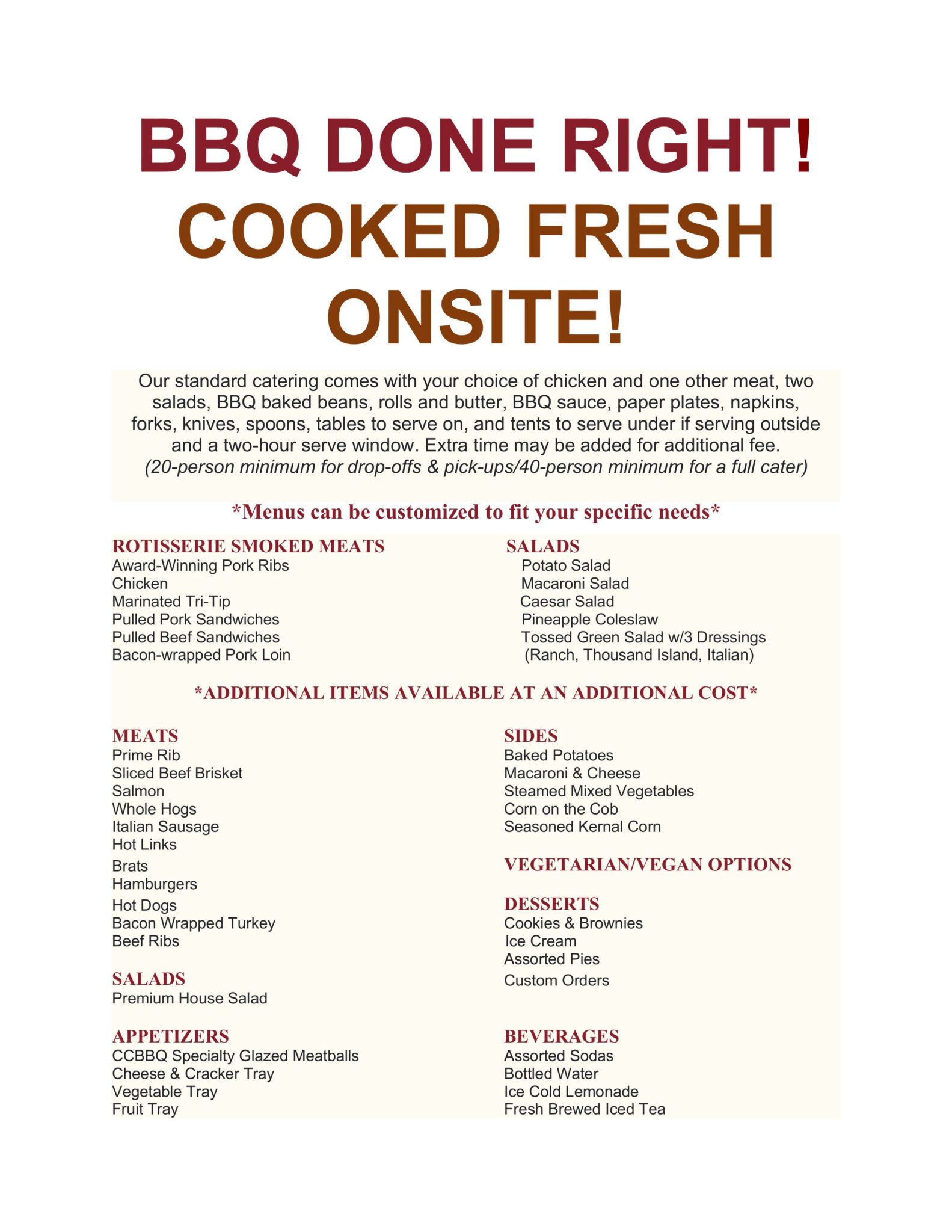 Carson City BBQ Co Menu