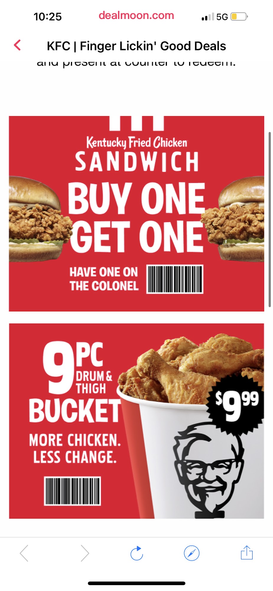 KFC Menu