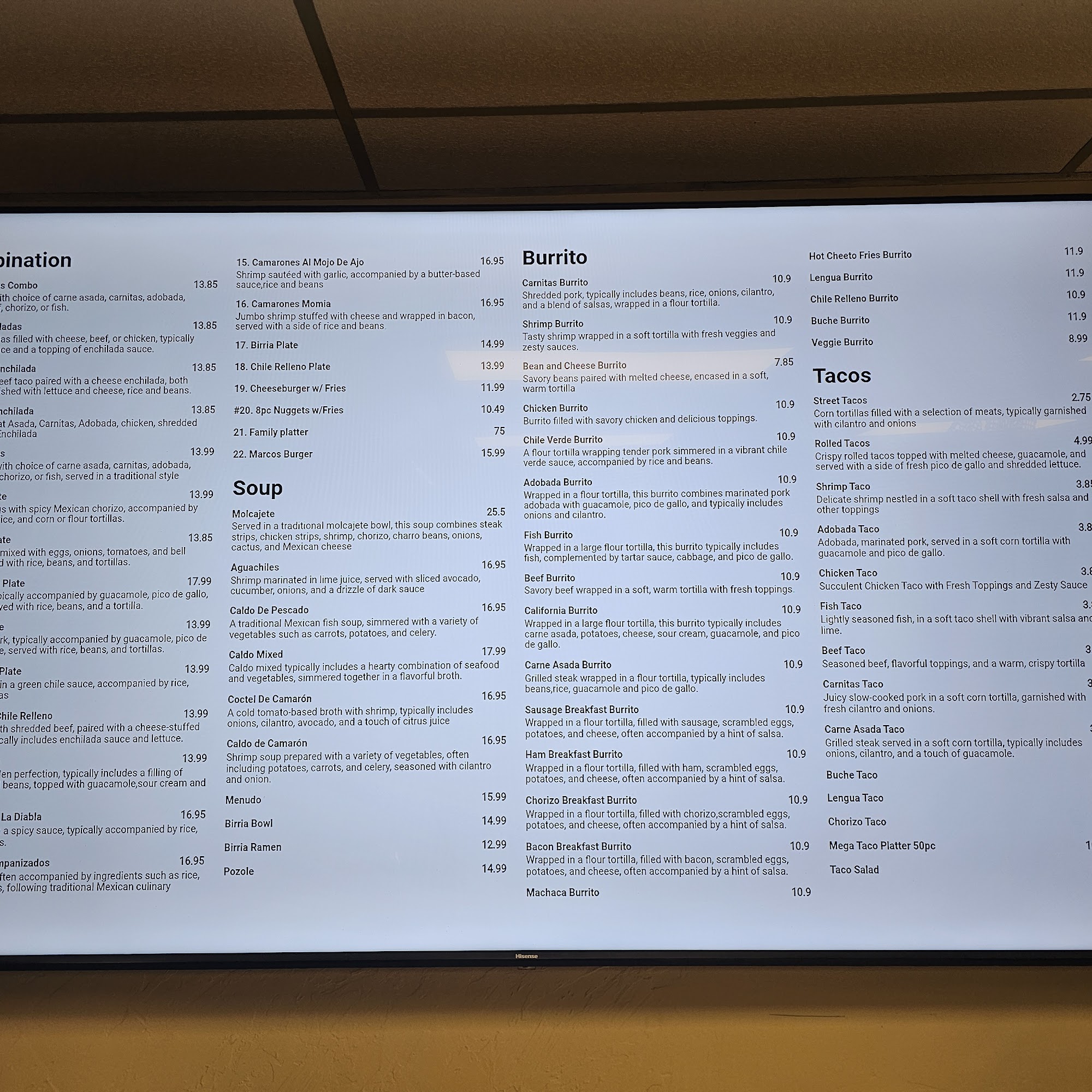 Hacienda Mexican Grill Menu
