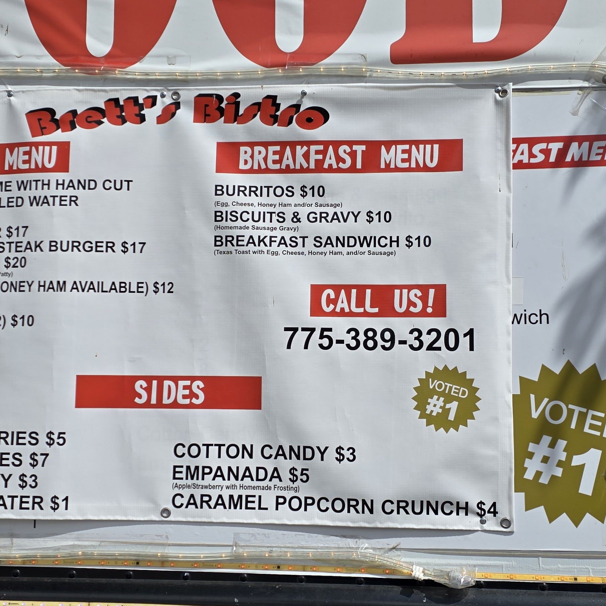 Brett's Bistro Menu