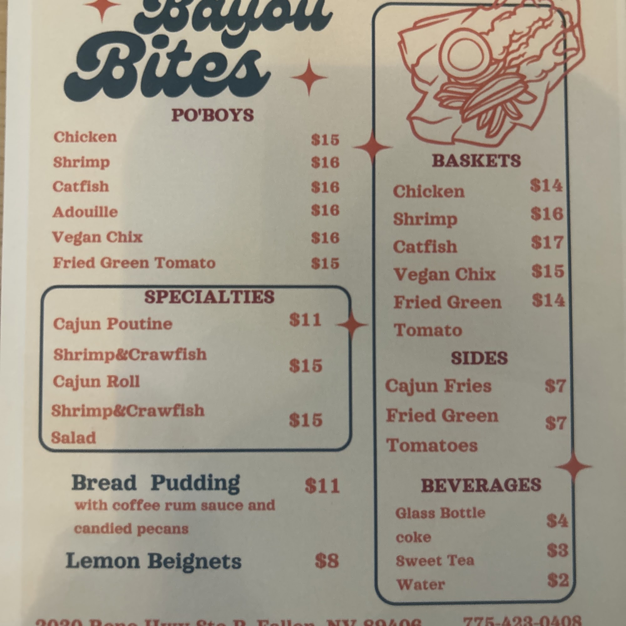 Bayou Bites Menu