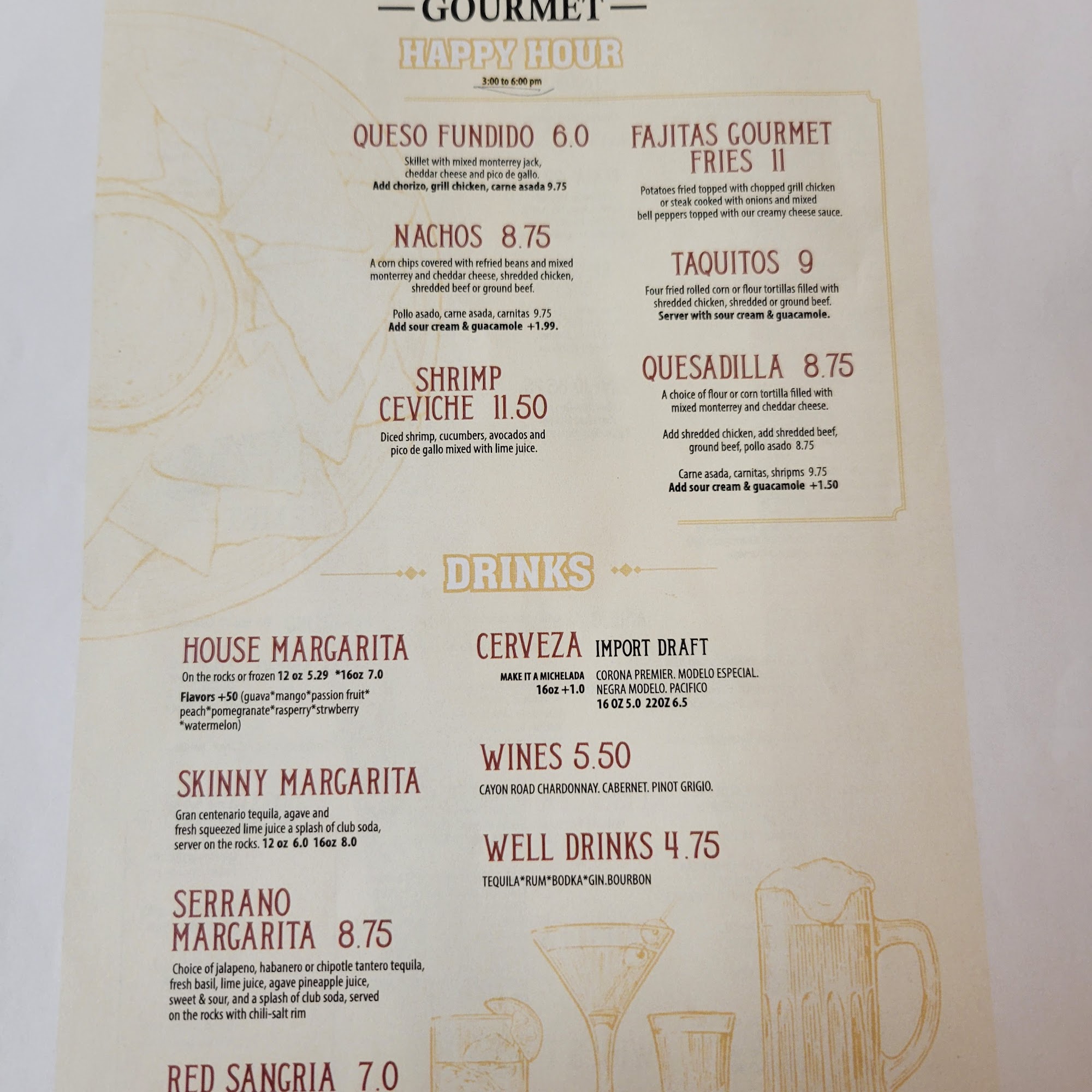 Fajitas Gourmet Menu