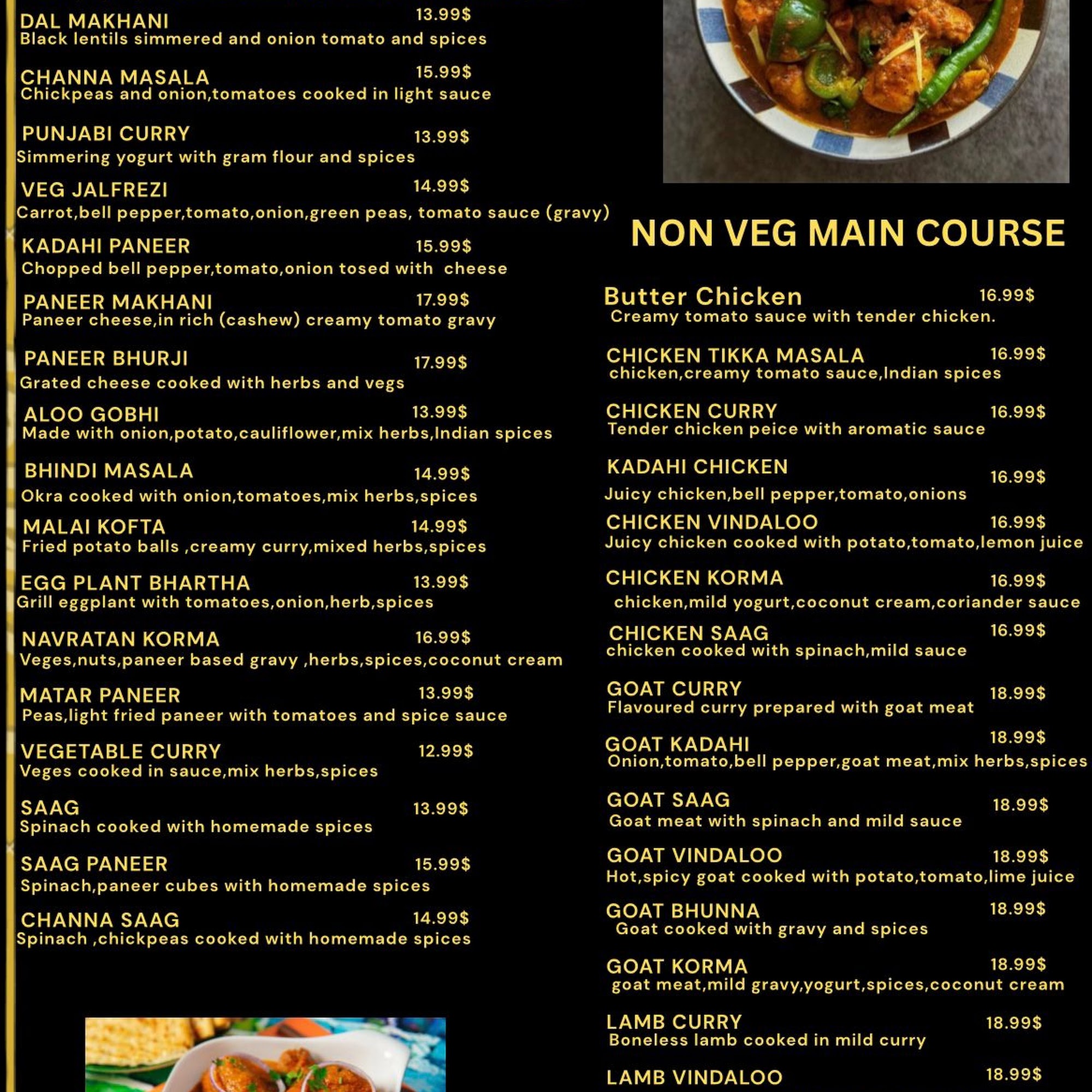Flame of India Menu