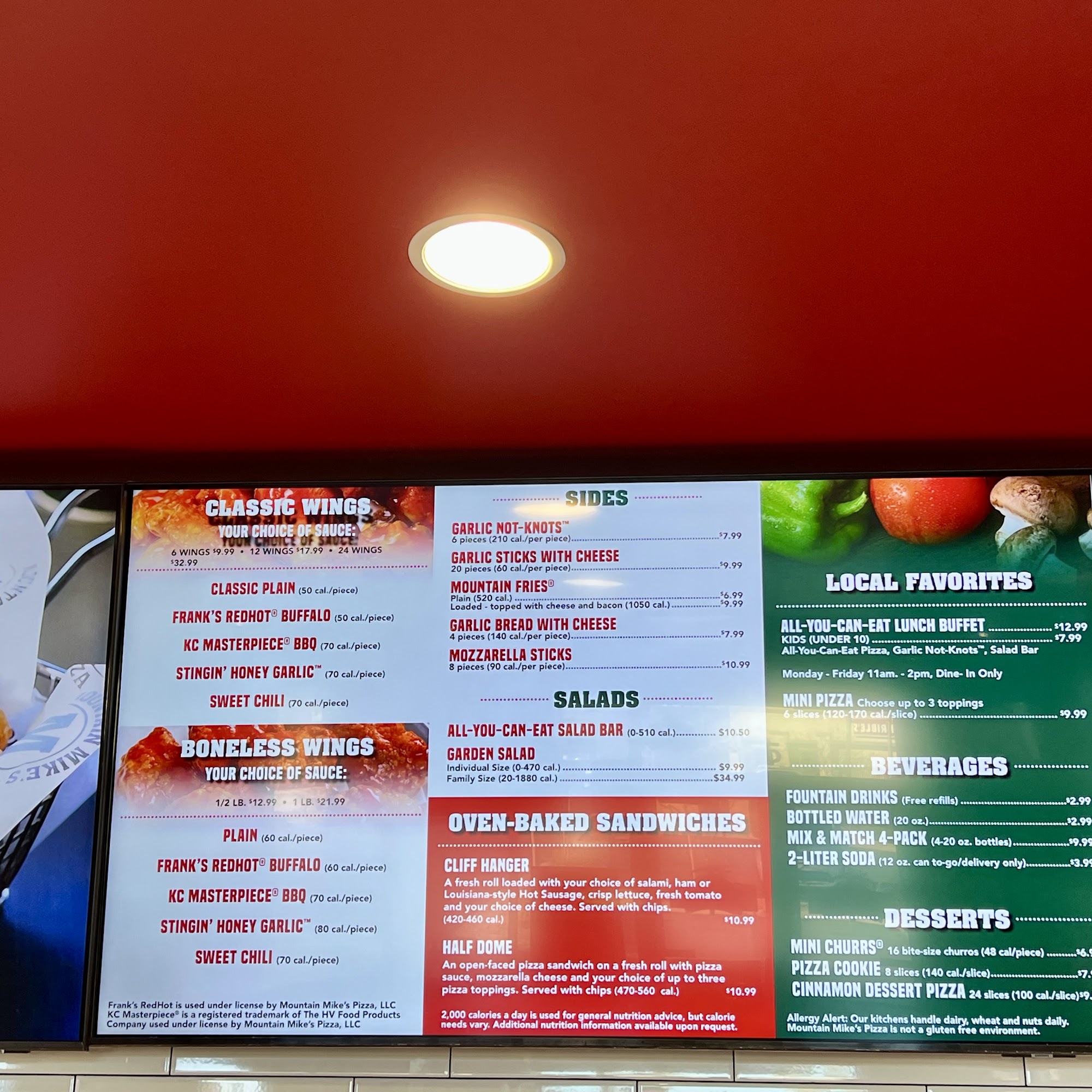Mountain Mike's Pizza Menu