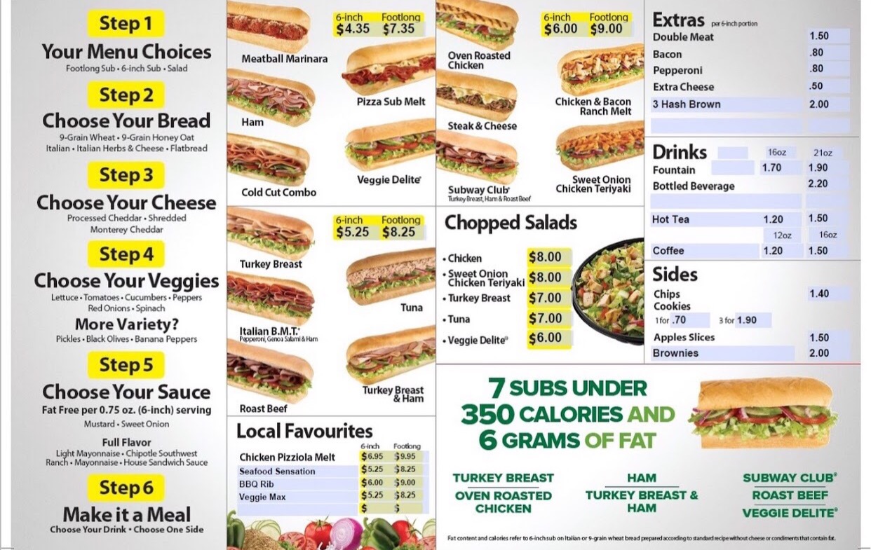 Subway Menu