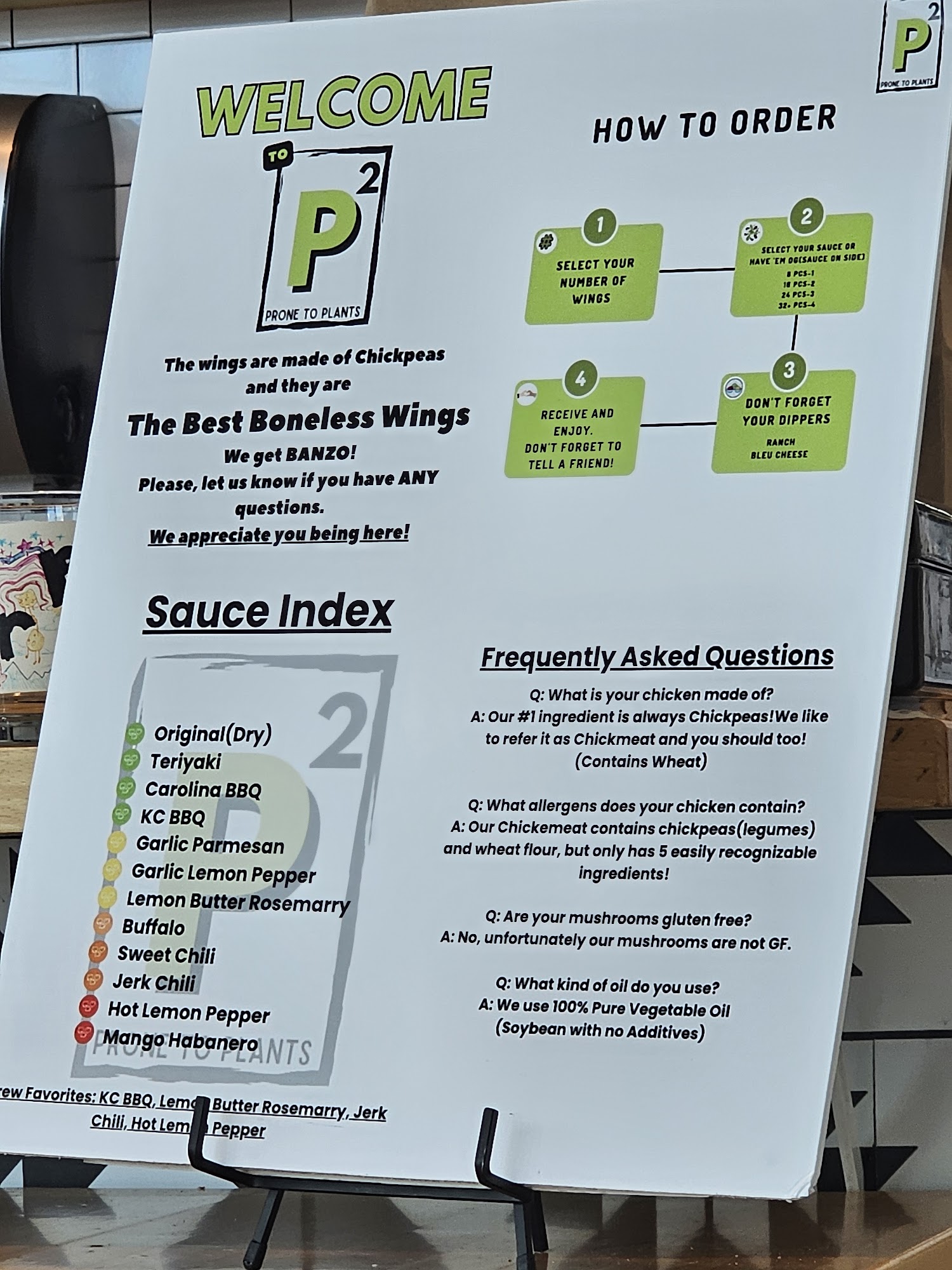 Prone to Plants Menu