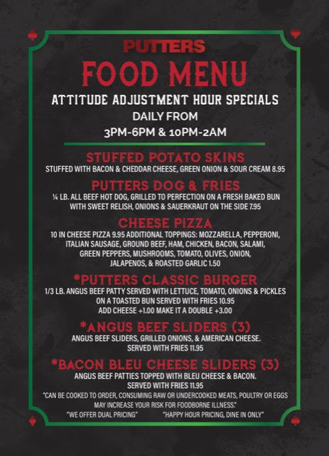 Putter's E. Flamingo Menu