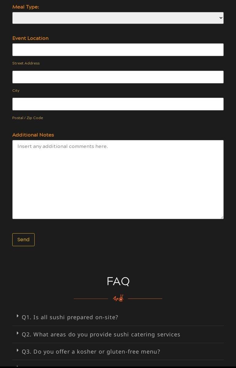 Sushi Private Catering - Las Vegas Menu