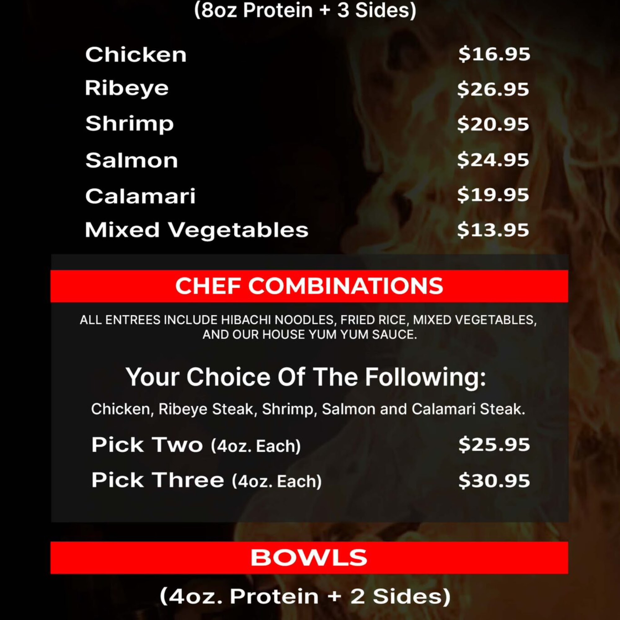 Teppan Take Out Menu