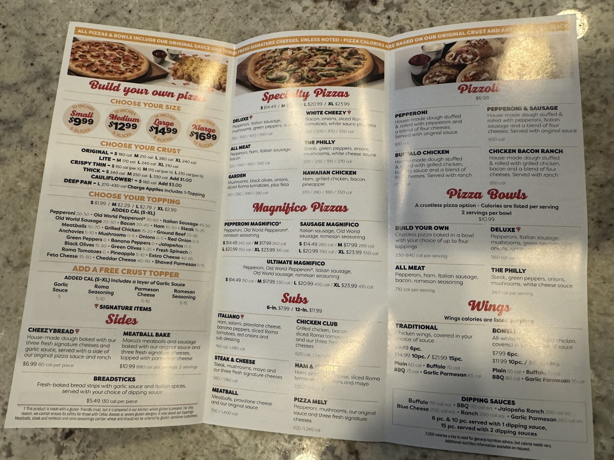 Marco's Pizza Menu