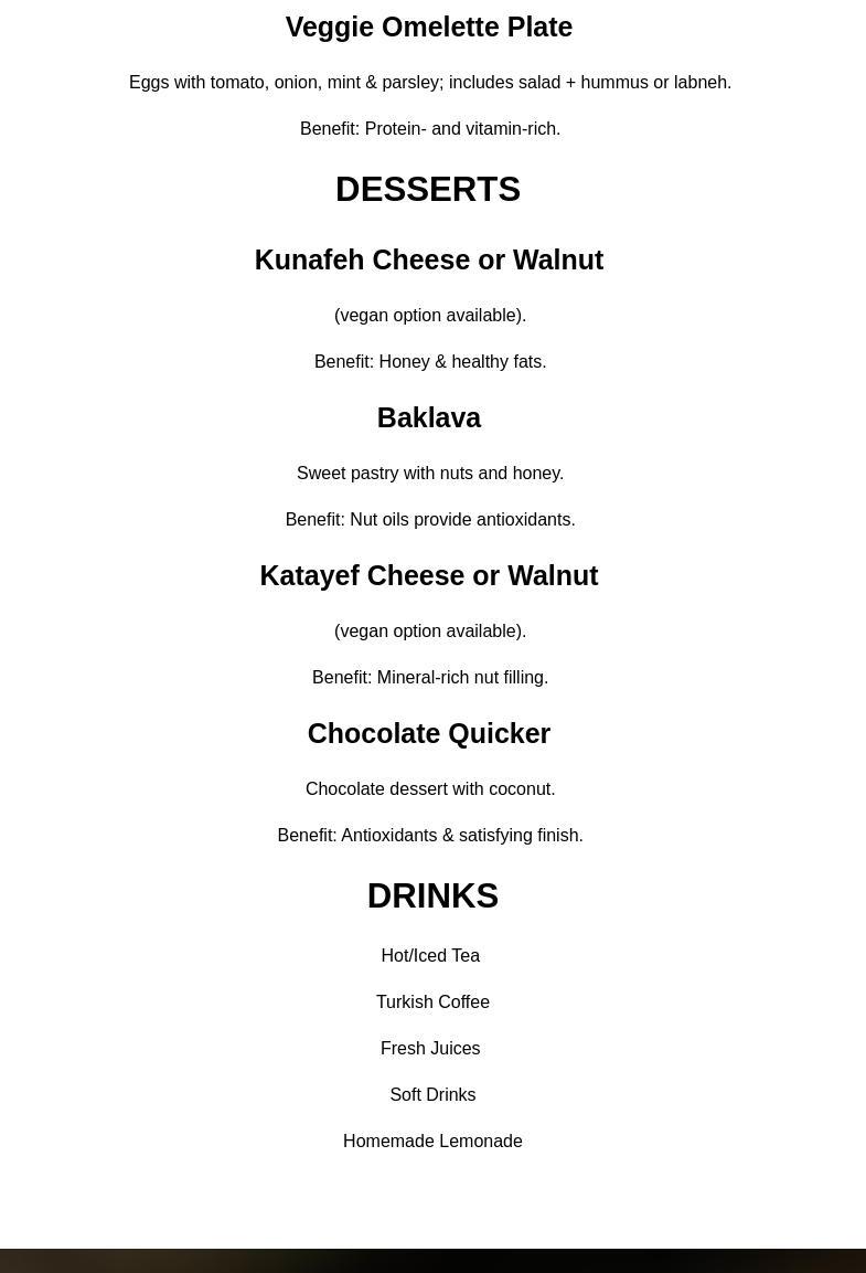 Amena Cafe Menu
