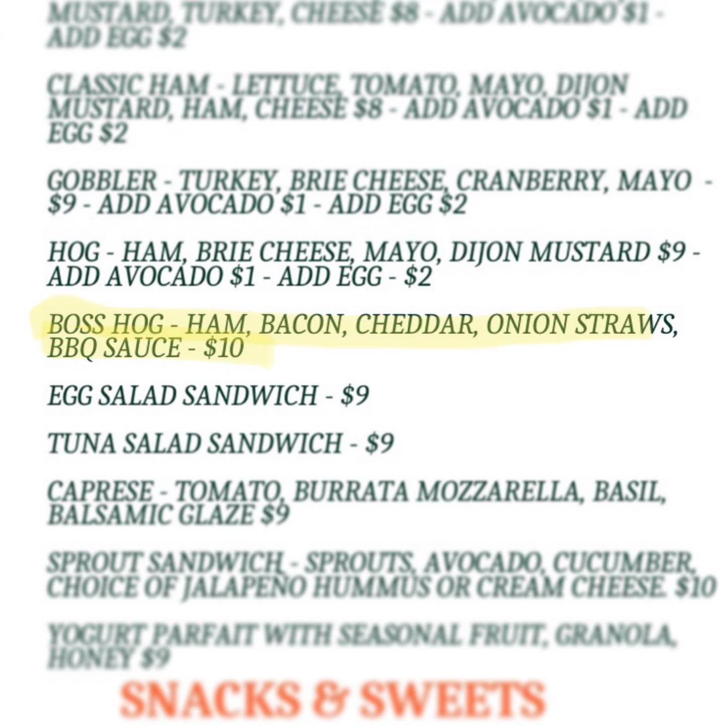 Double Shot Coffee Clinic Menu