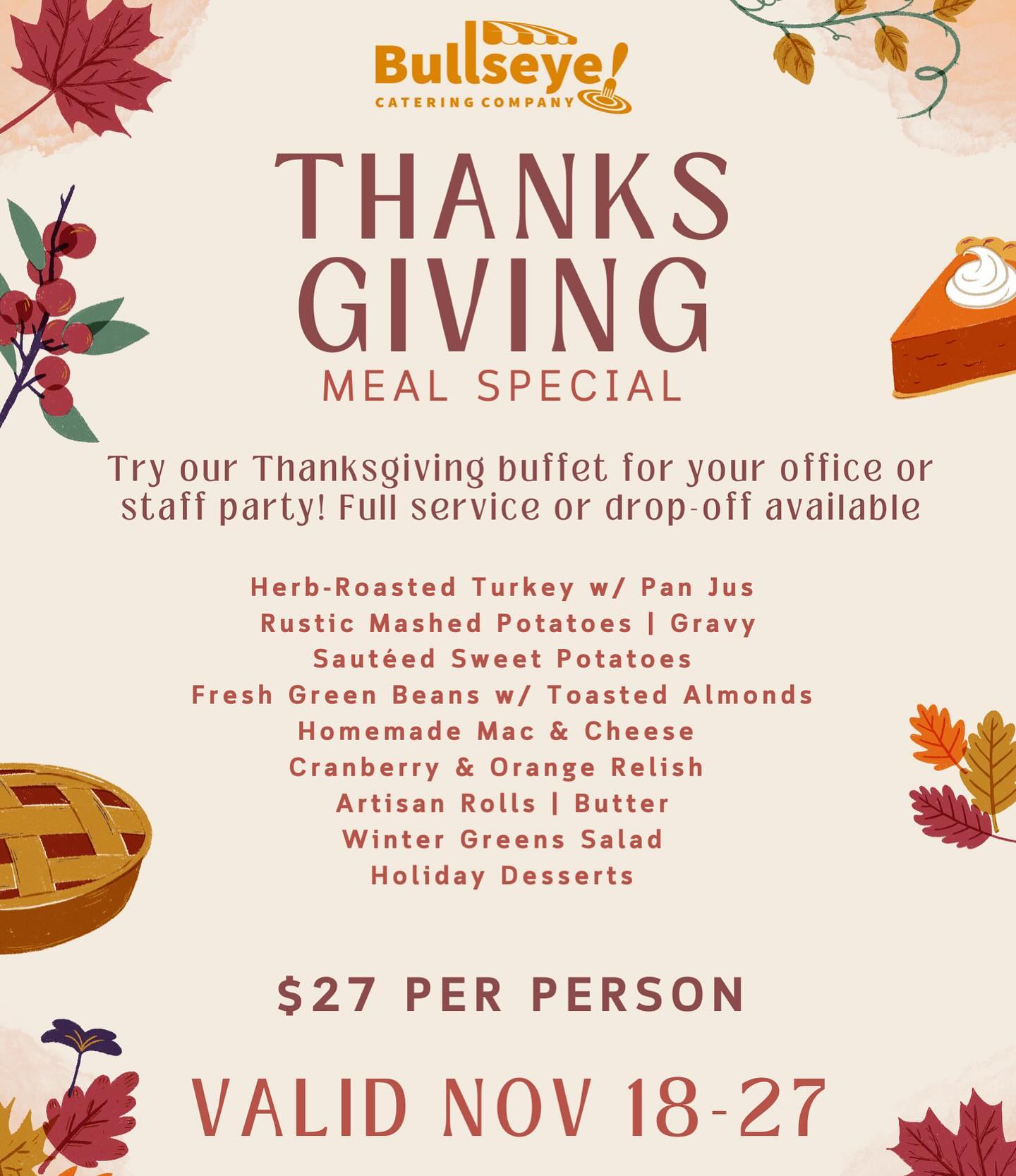 Bullseye Catering Company Menu