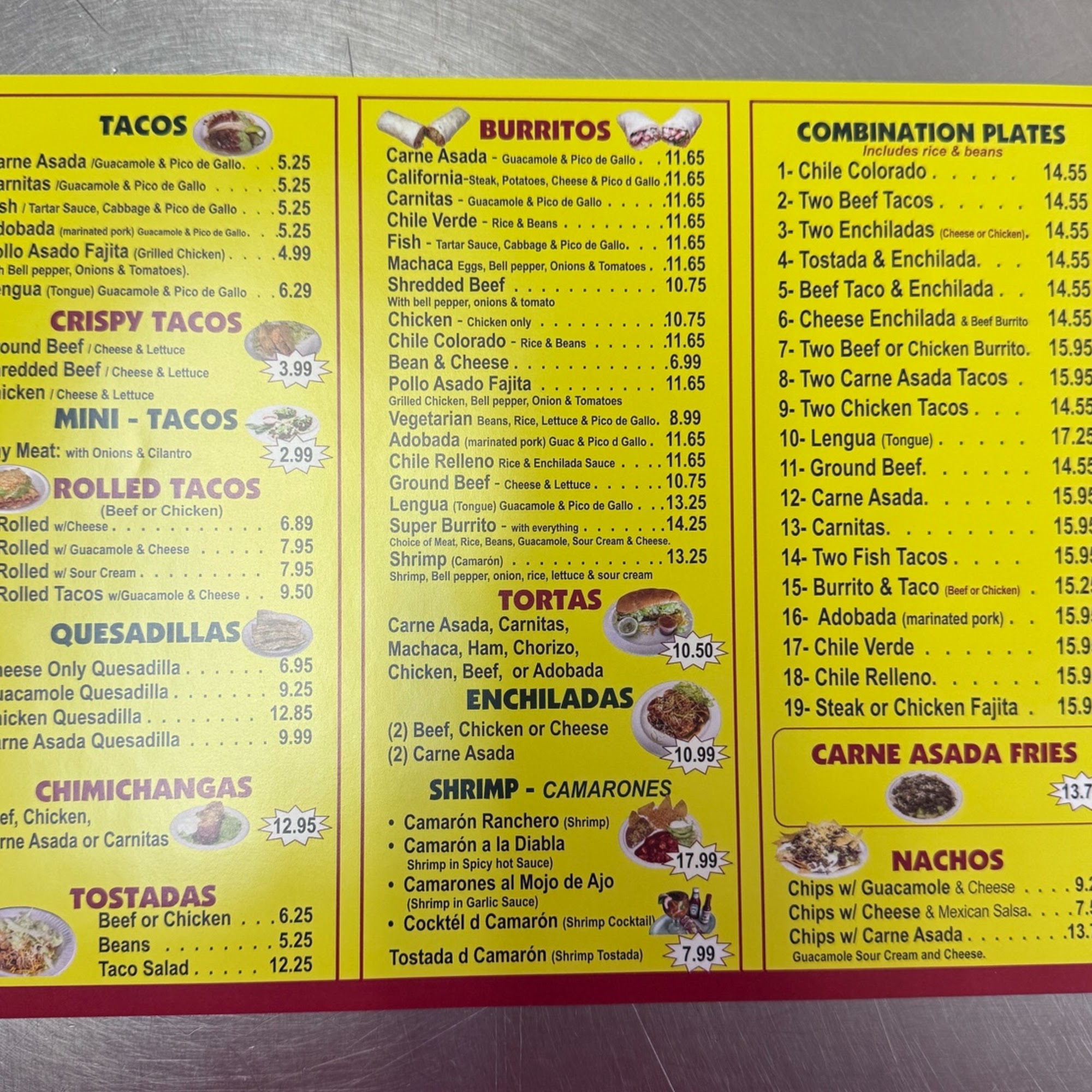 Homeros Mexican Food -2 Menu