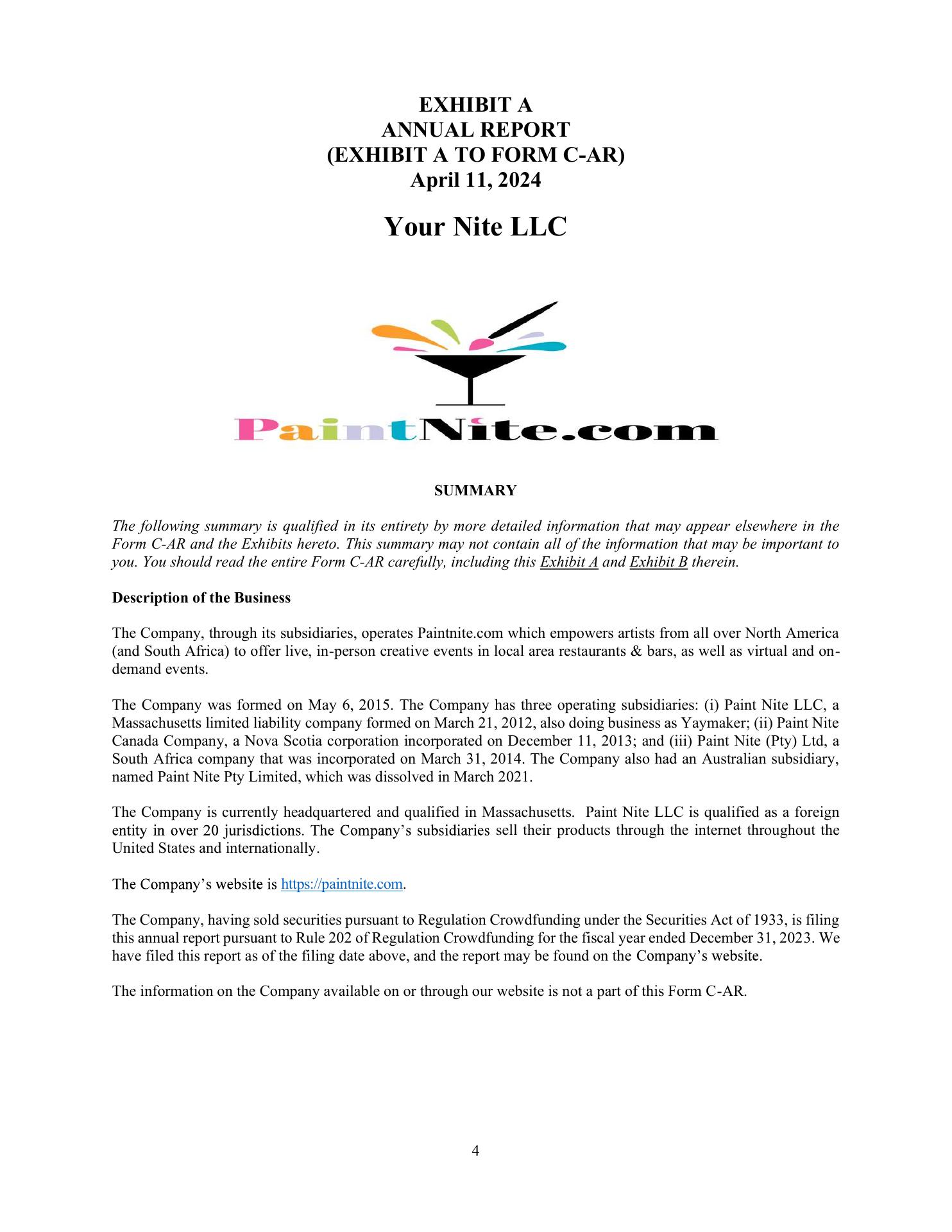 Paint Nite at Mummers Menu